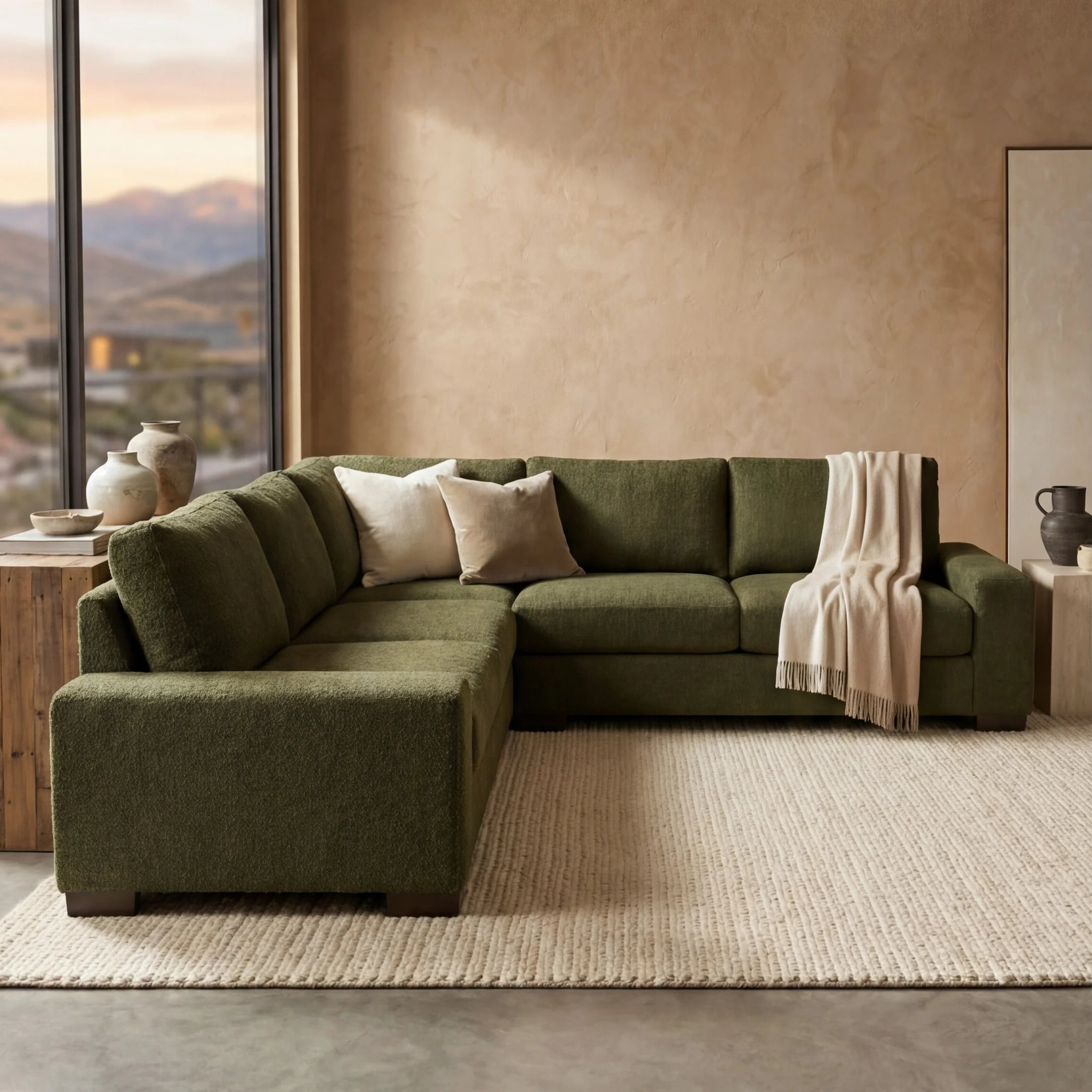 Cuddle Moss Three-Piece Sectional