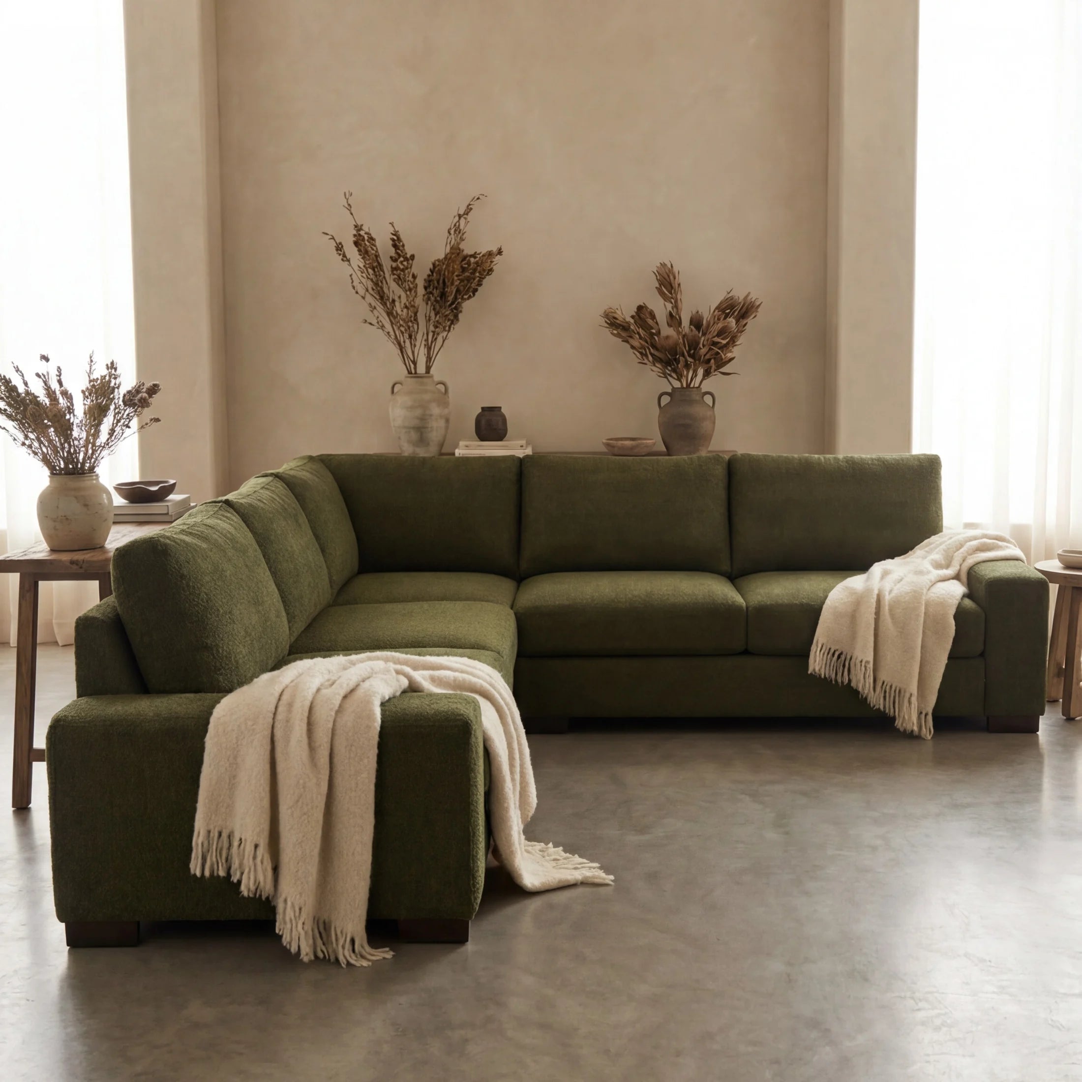Cuddle Moss Three-Piece Sectional