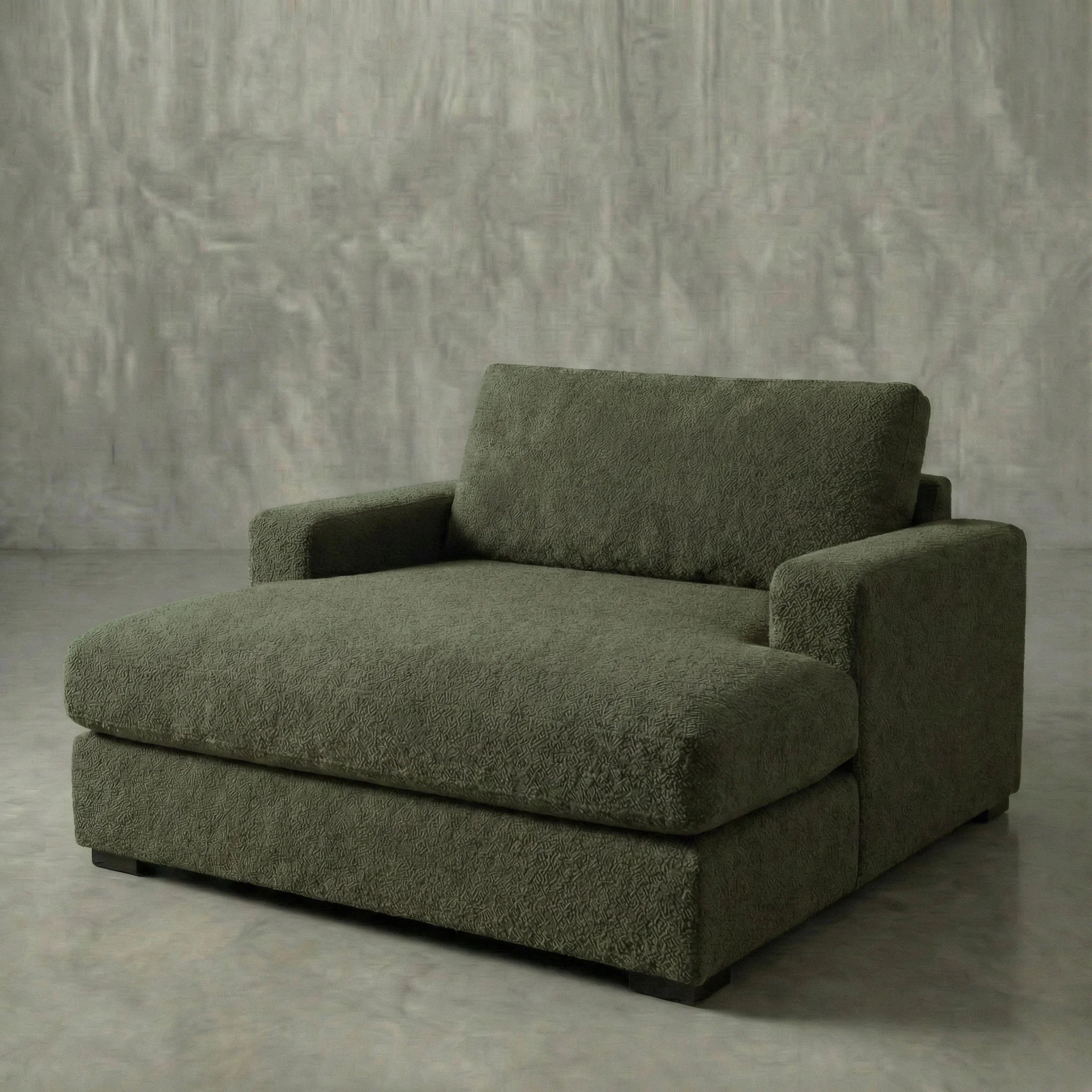 Hero studio shot of Cuddle Moss chaise lounger