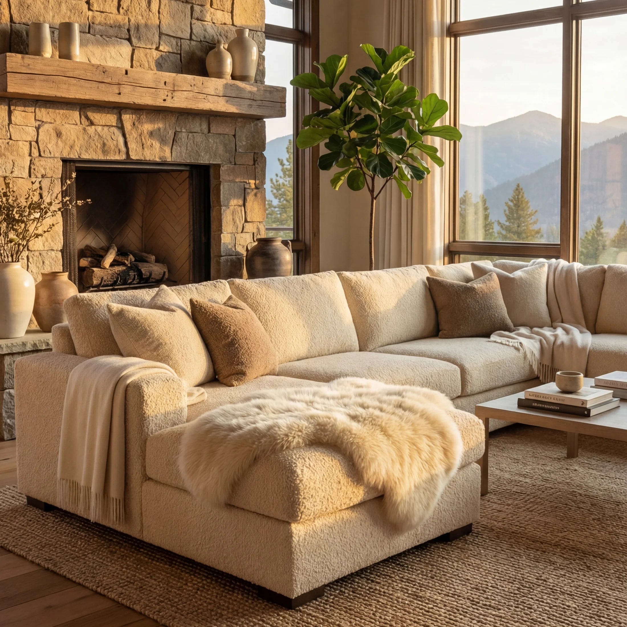 Cuddle Natural Three-Piece Chaise Sectional