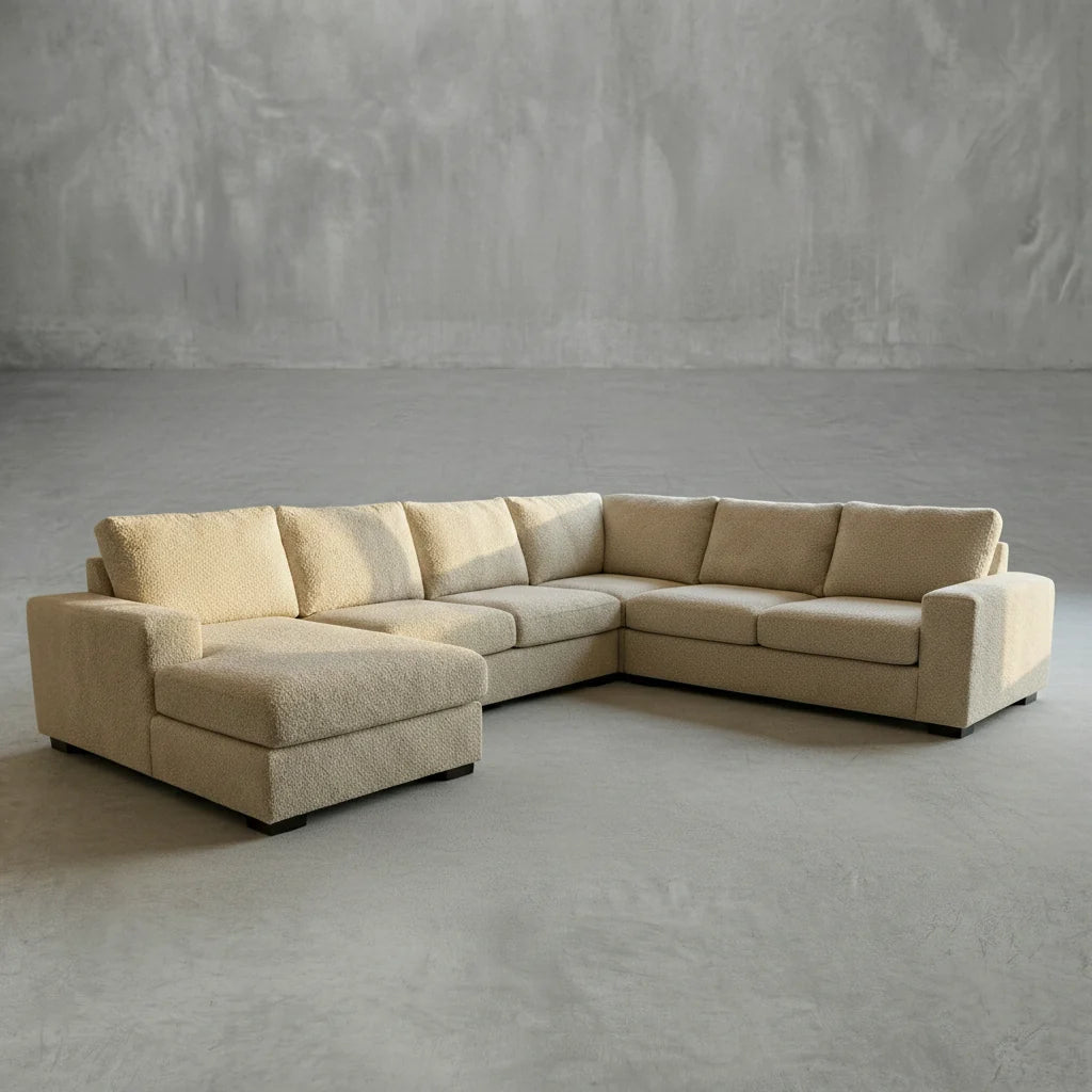 Cuddle Natural Three-Piece Chaise Sectional