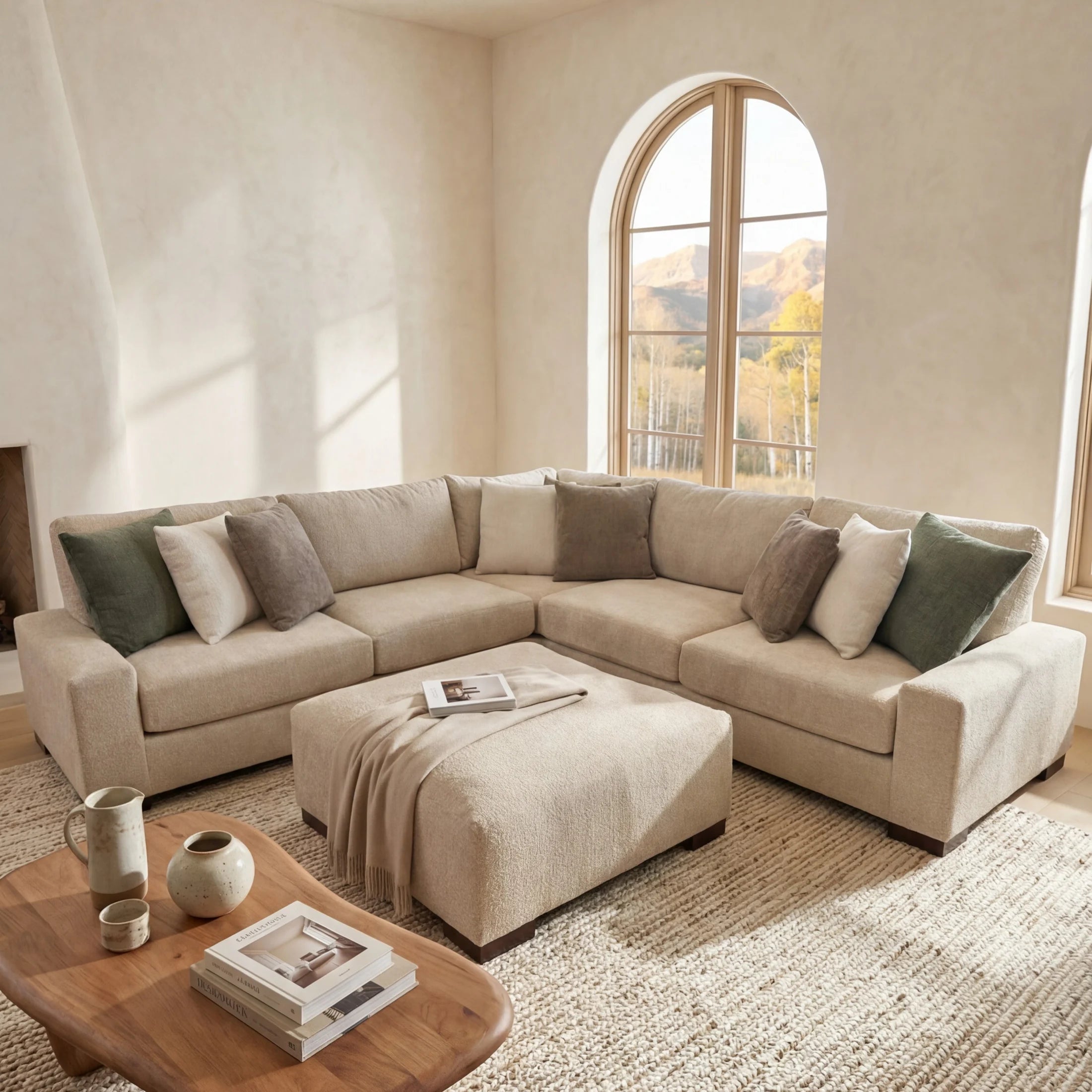 Cuddle Natural Three-Piece Sectional