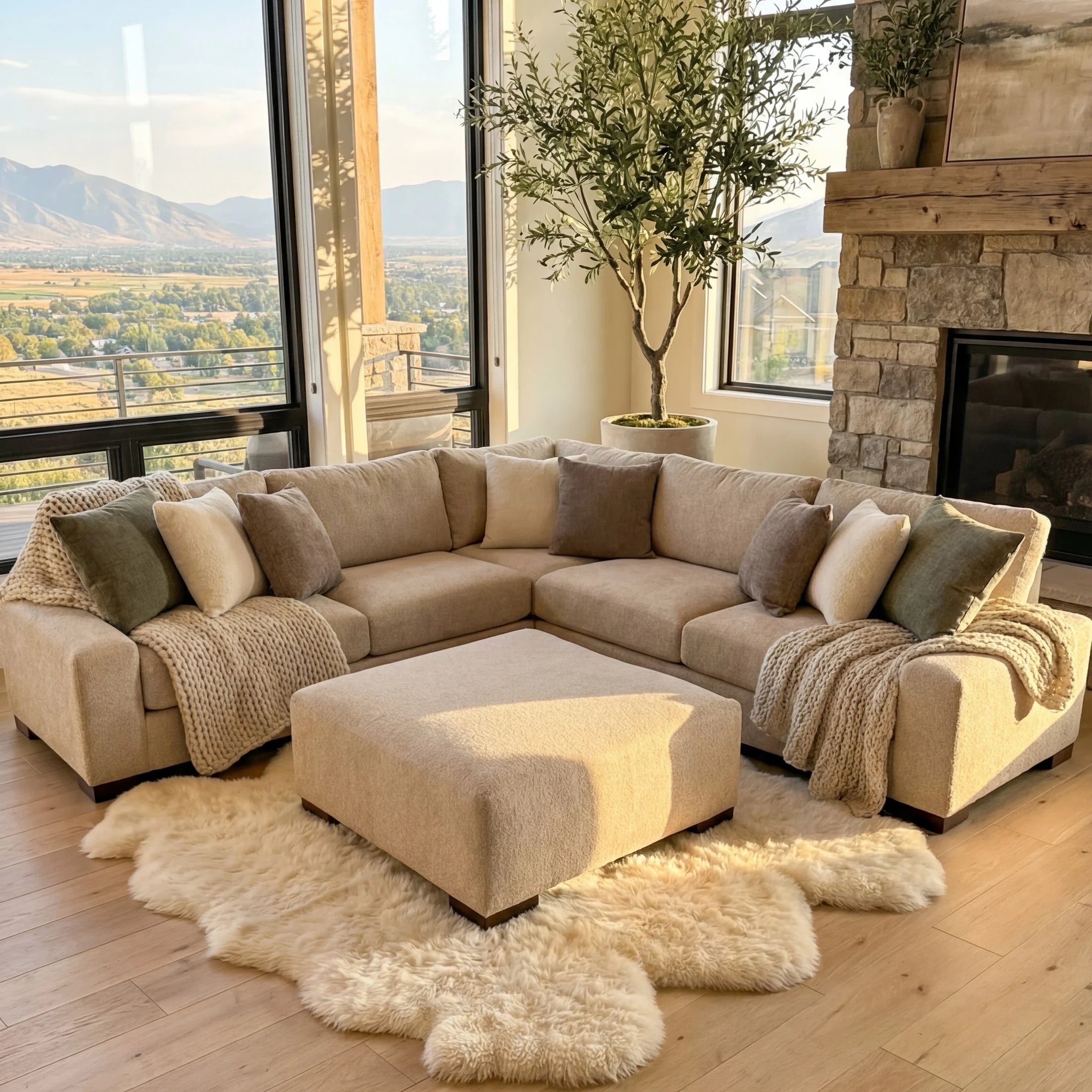 Cuddle Natural Three-Piece Sectional