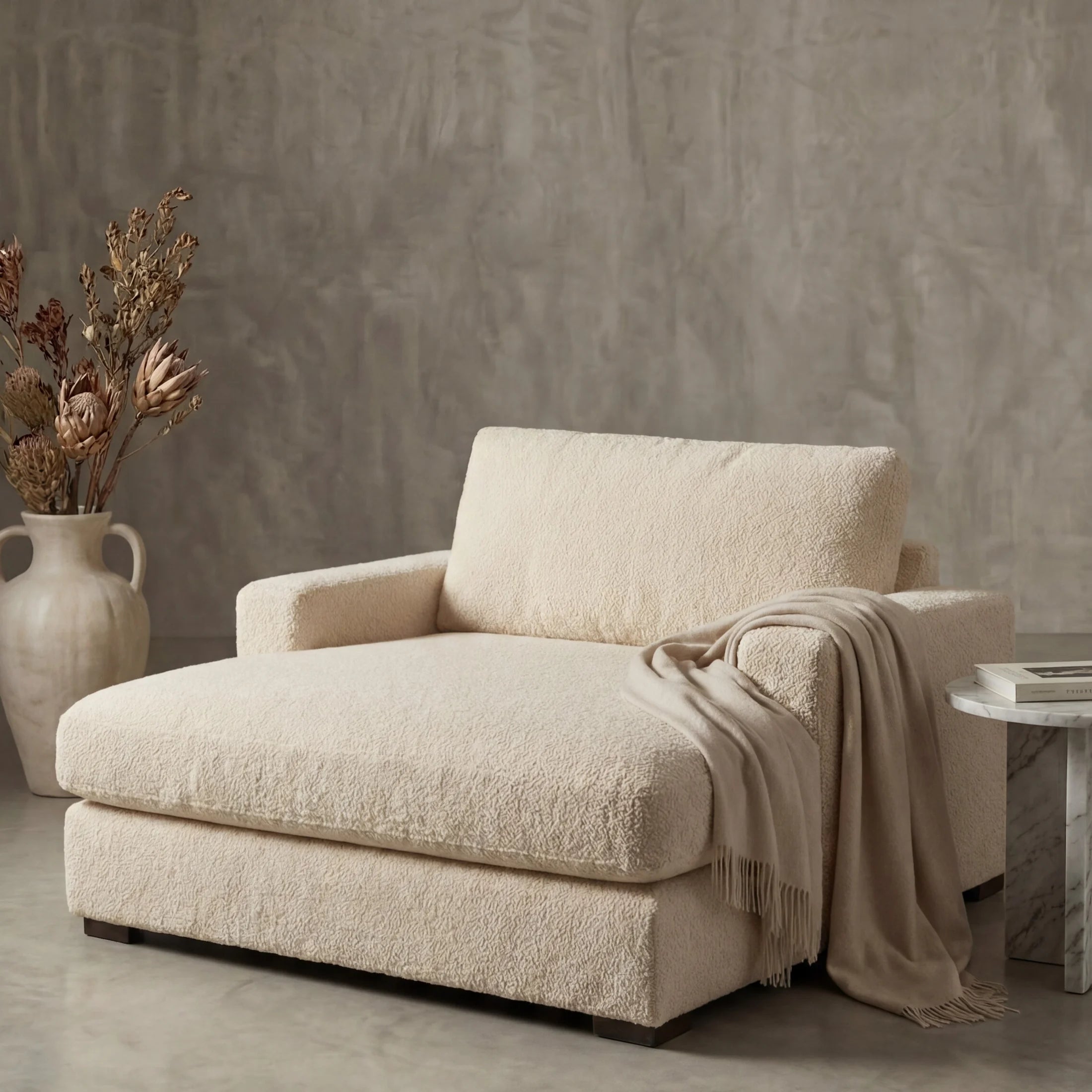 Cuddle Natural chaise lounger staged in a styled living room (view 4)