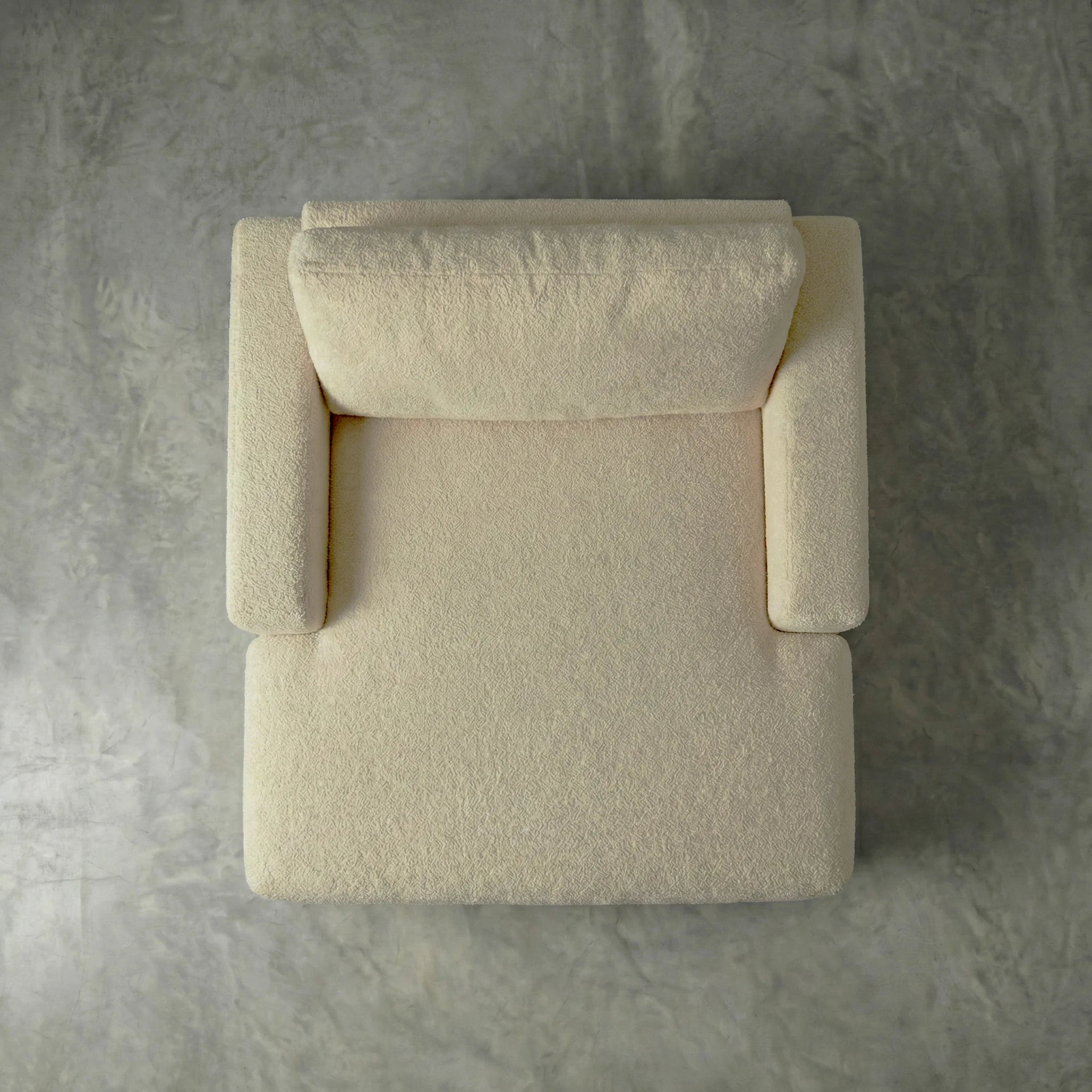 Aerial studio view of Cuddle Natural chaise lounger