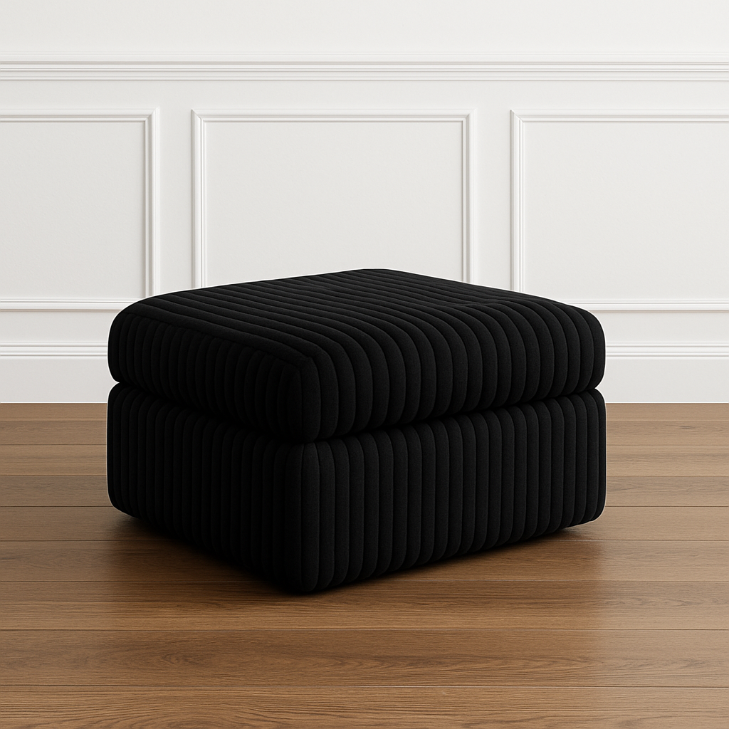 Minky Black Ottoman Square