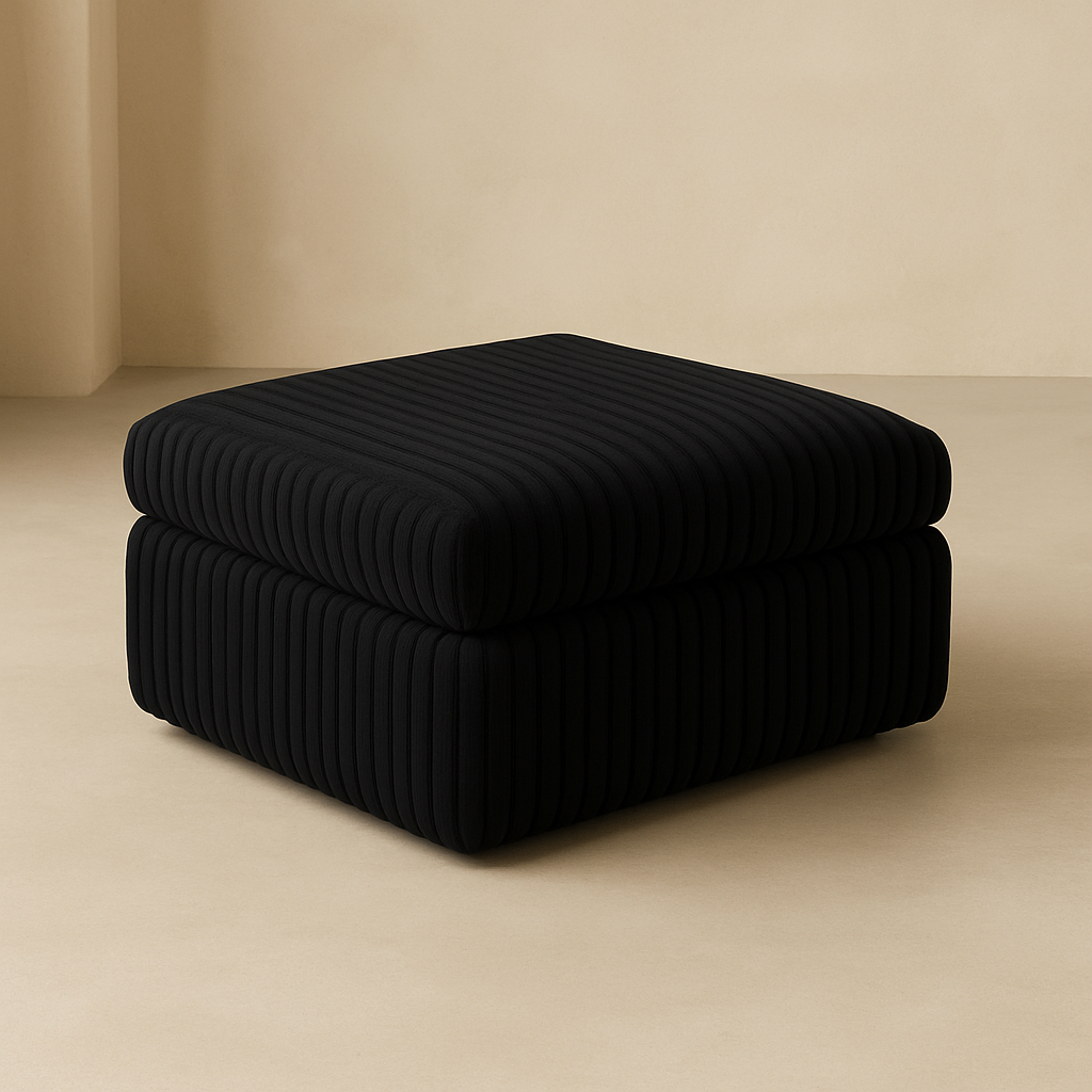 Minky Black Ottoman Square