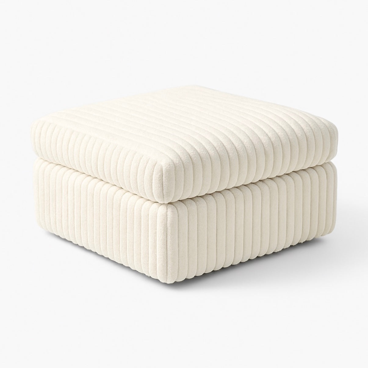 Minky Cream Oversize Ottoman Square