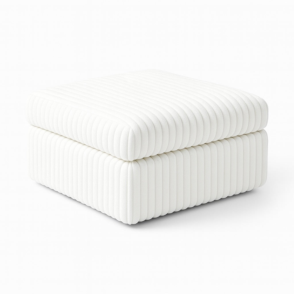 Minky White Ottoman Square