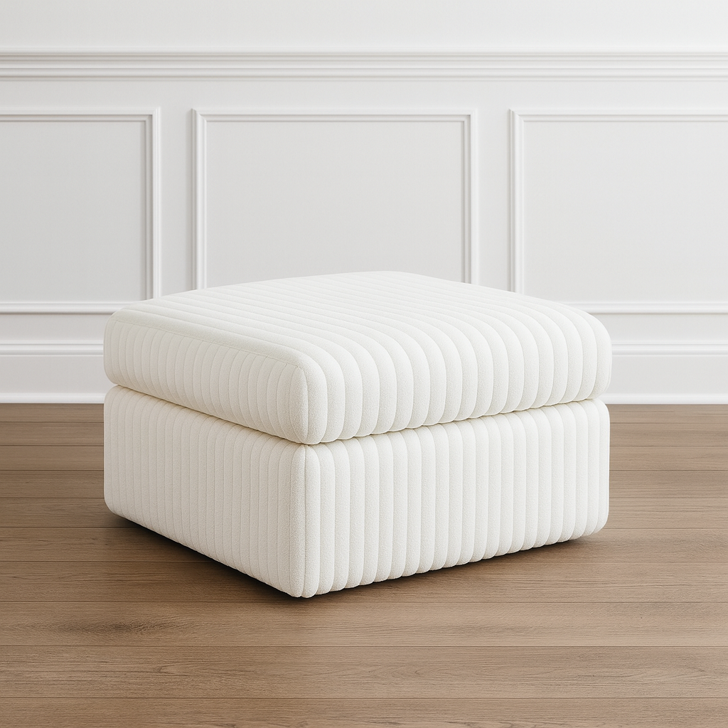 Minky White Ottoman Square