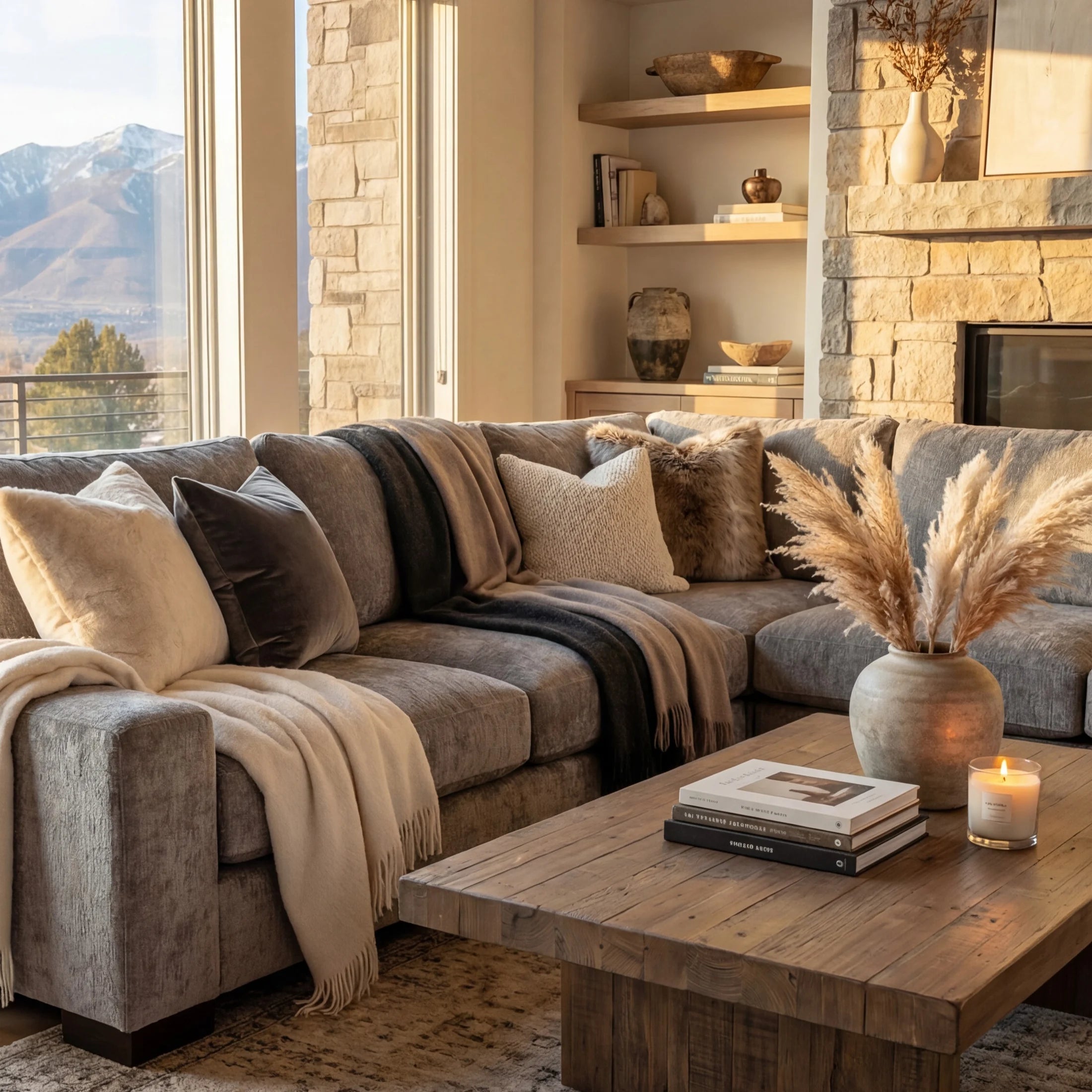 Cuddle Pewter Three-Piece Sectional