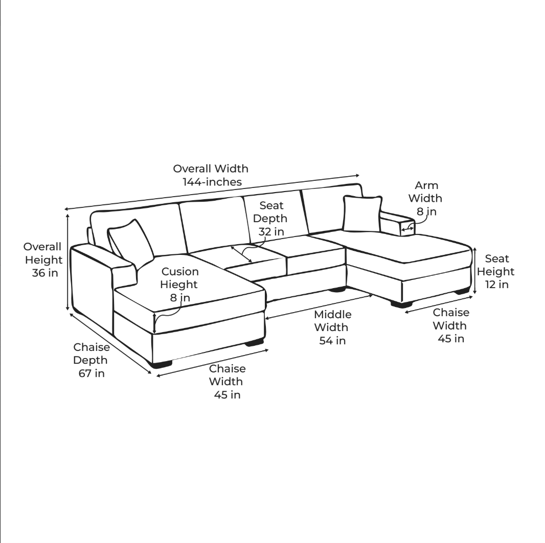 Cuddle Bone Three-Piece Double Chaise Sectional