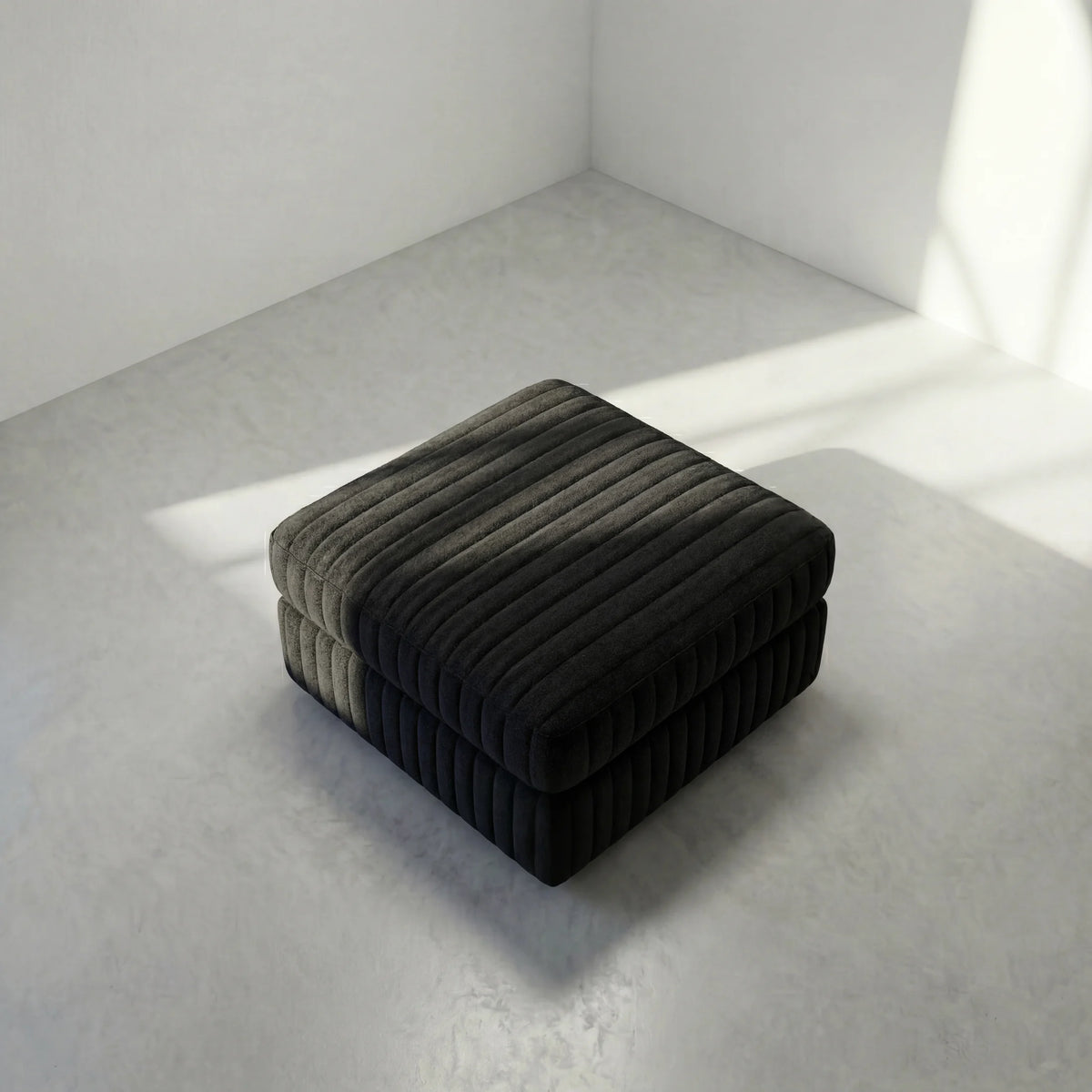 Minky Black Modular Ottoman