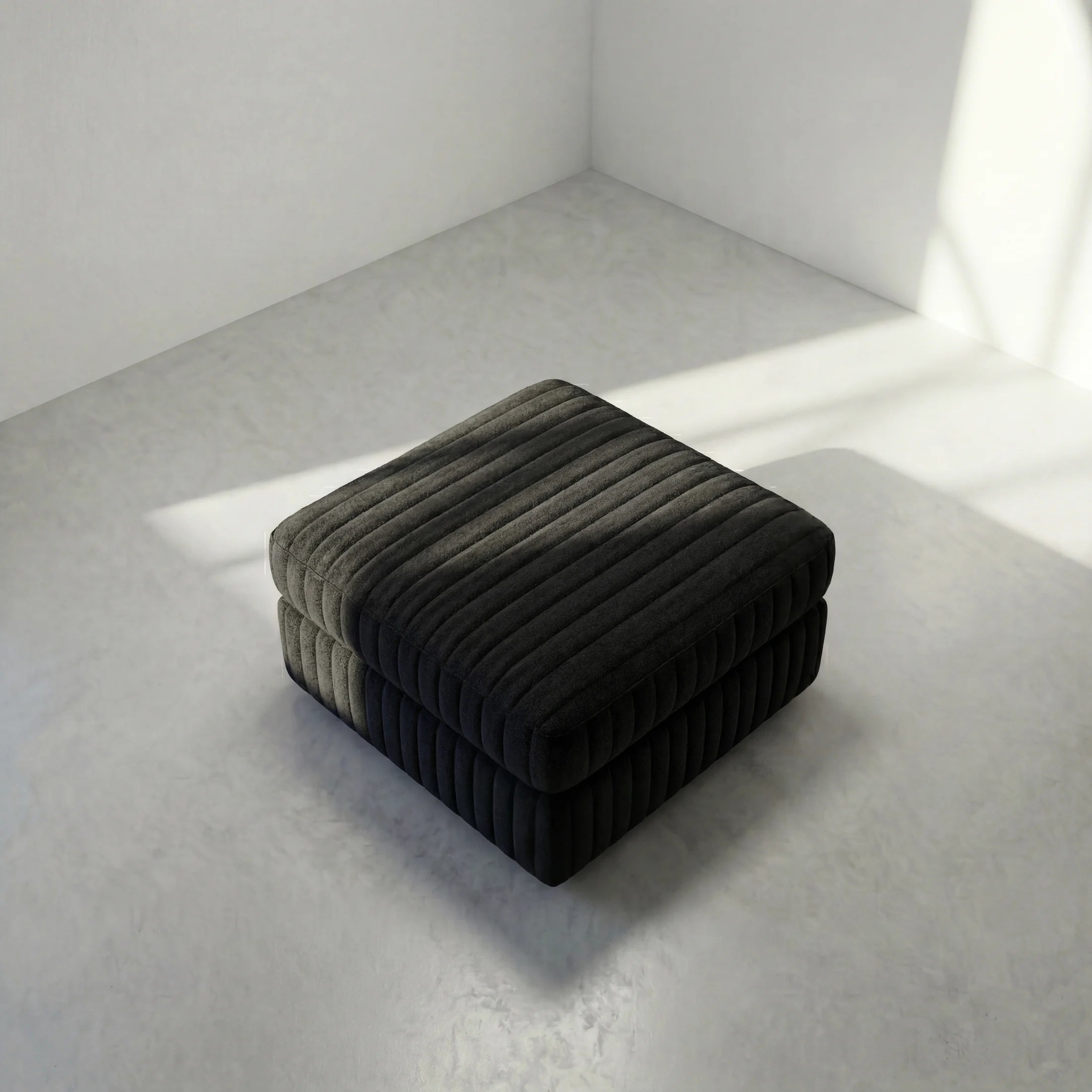 Minky Black Modular Ottoman