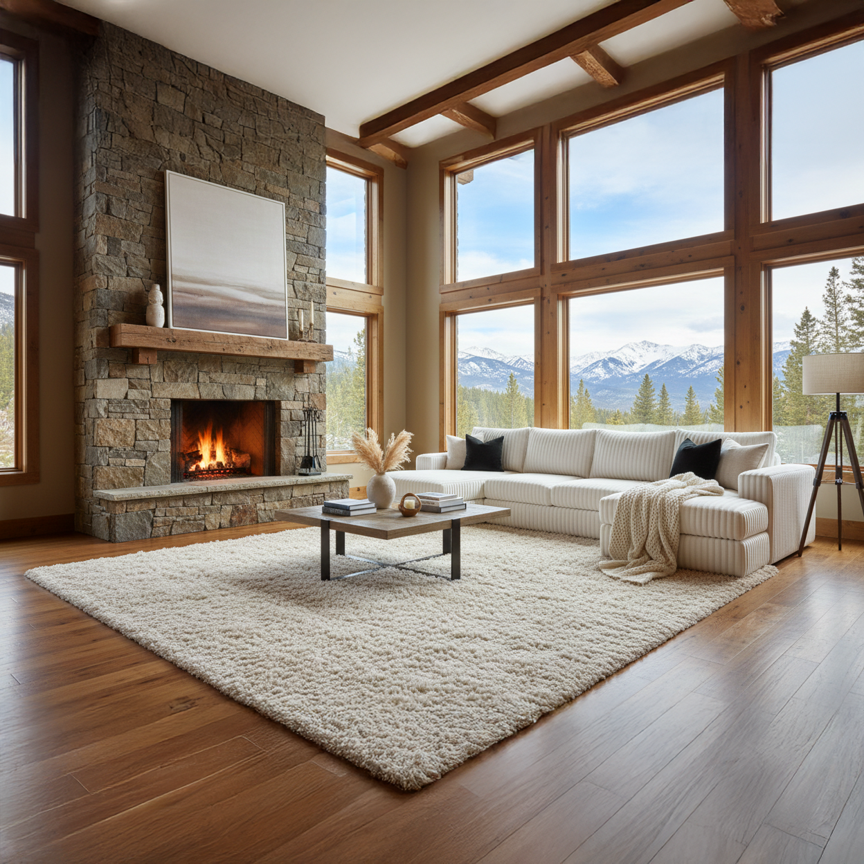 Minky White Three-Piece Double Chaise Sectional