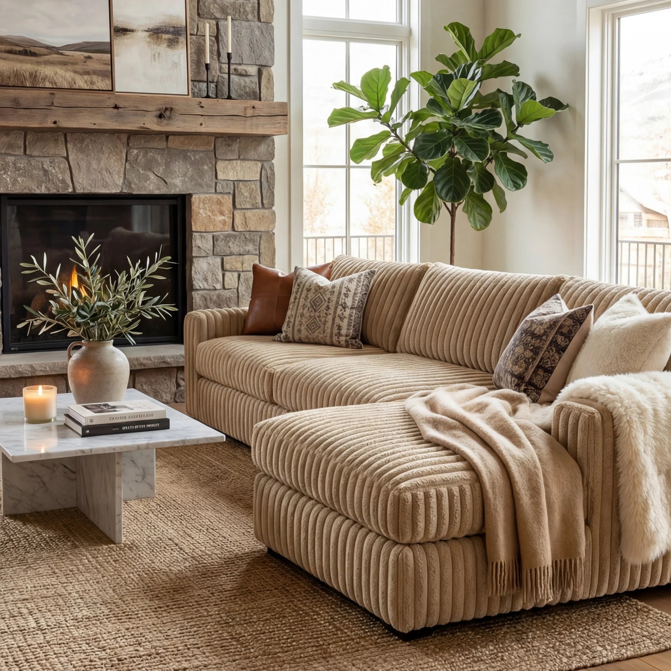 Minky Toast Two-Piece Chaise Sectional