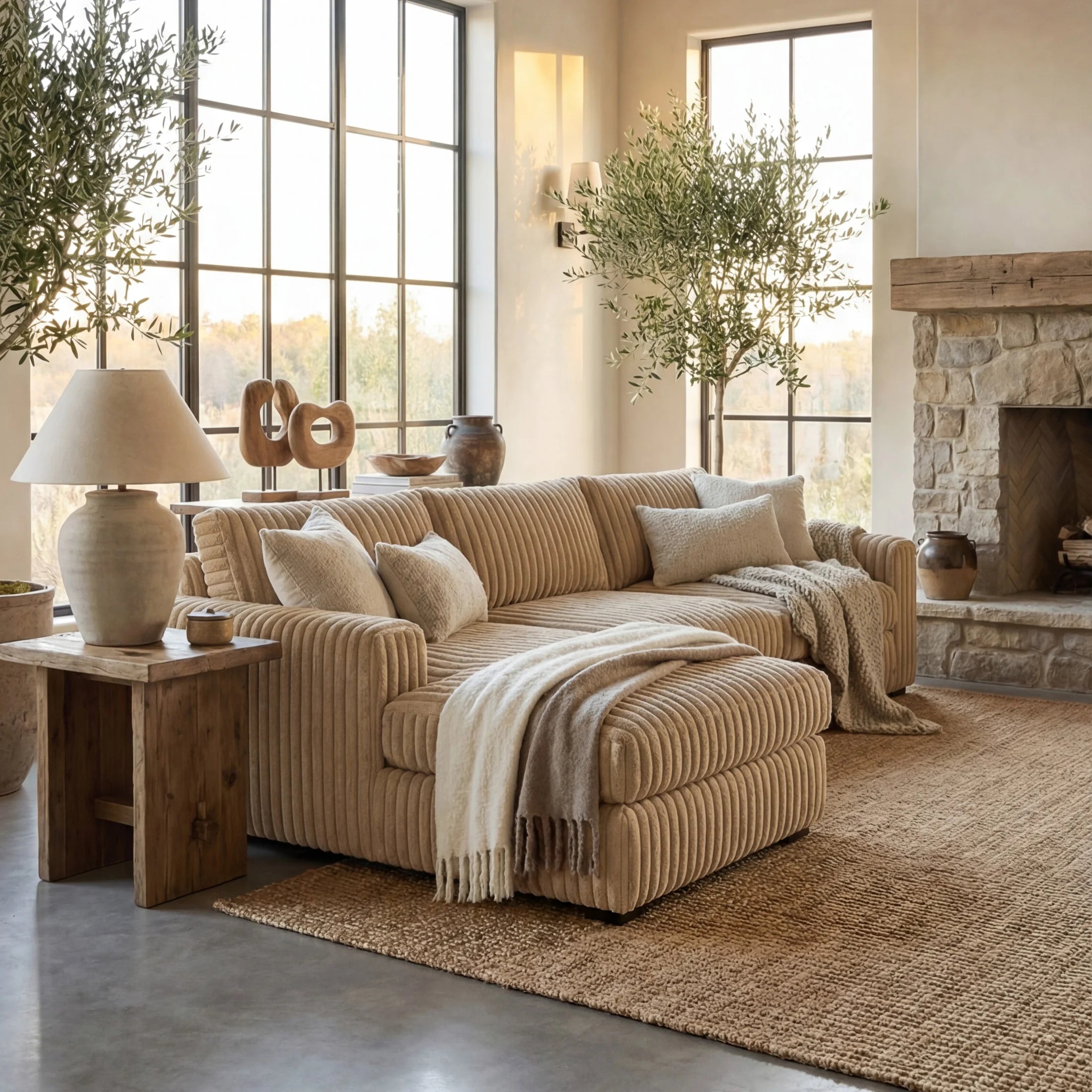 Minky Toast Two-Piece Chaise Sectional
