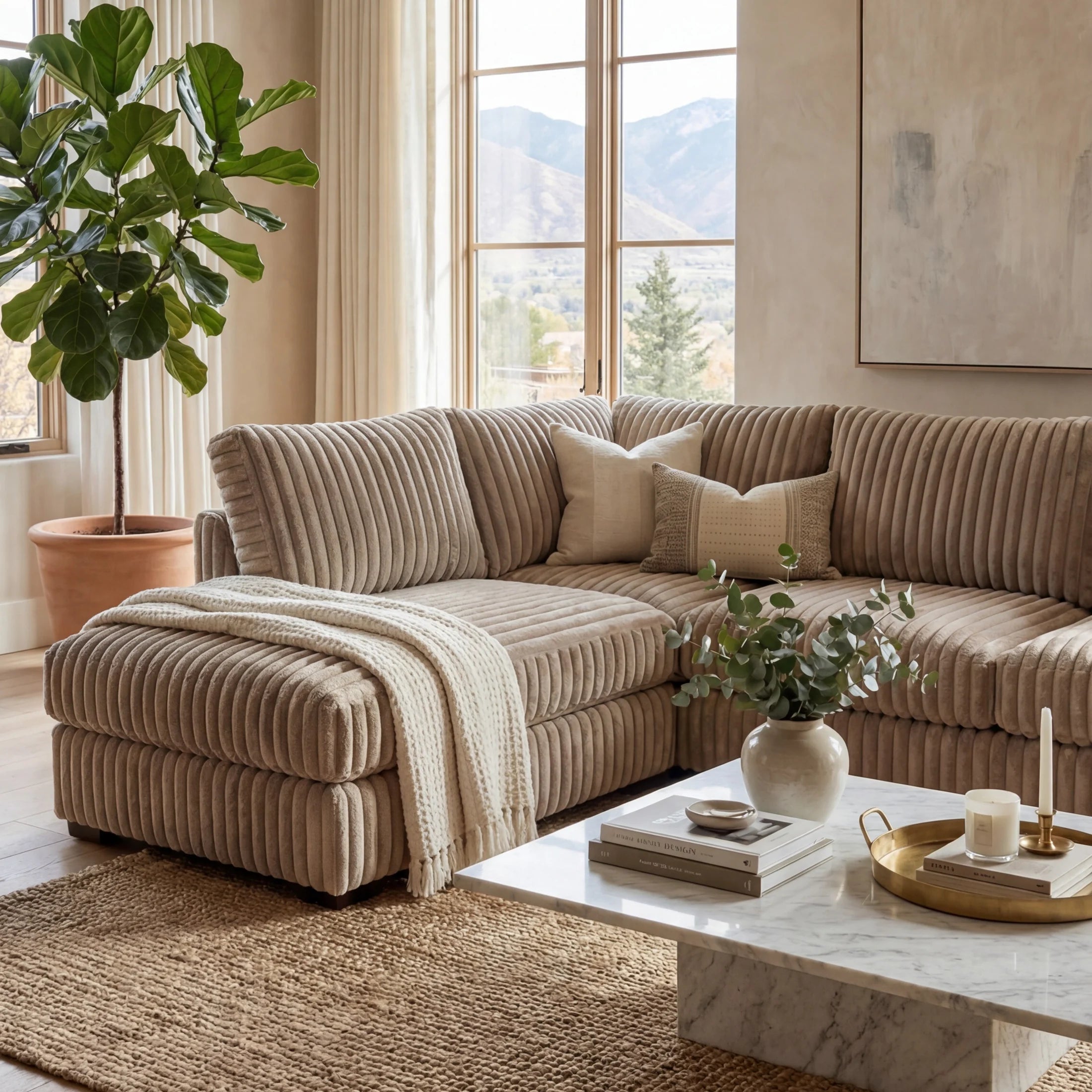 Minky Toast Two-Piece Sectional