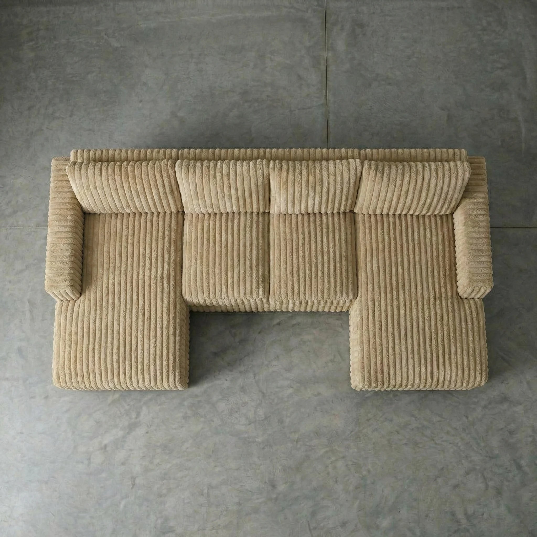 Minky Toast Three-Piece Double Chaise Sectional
