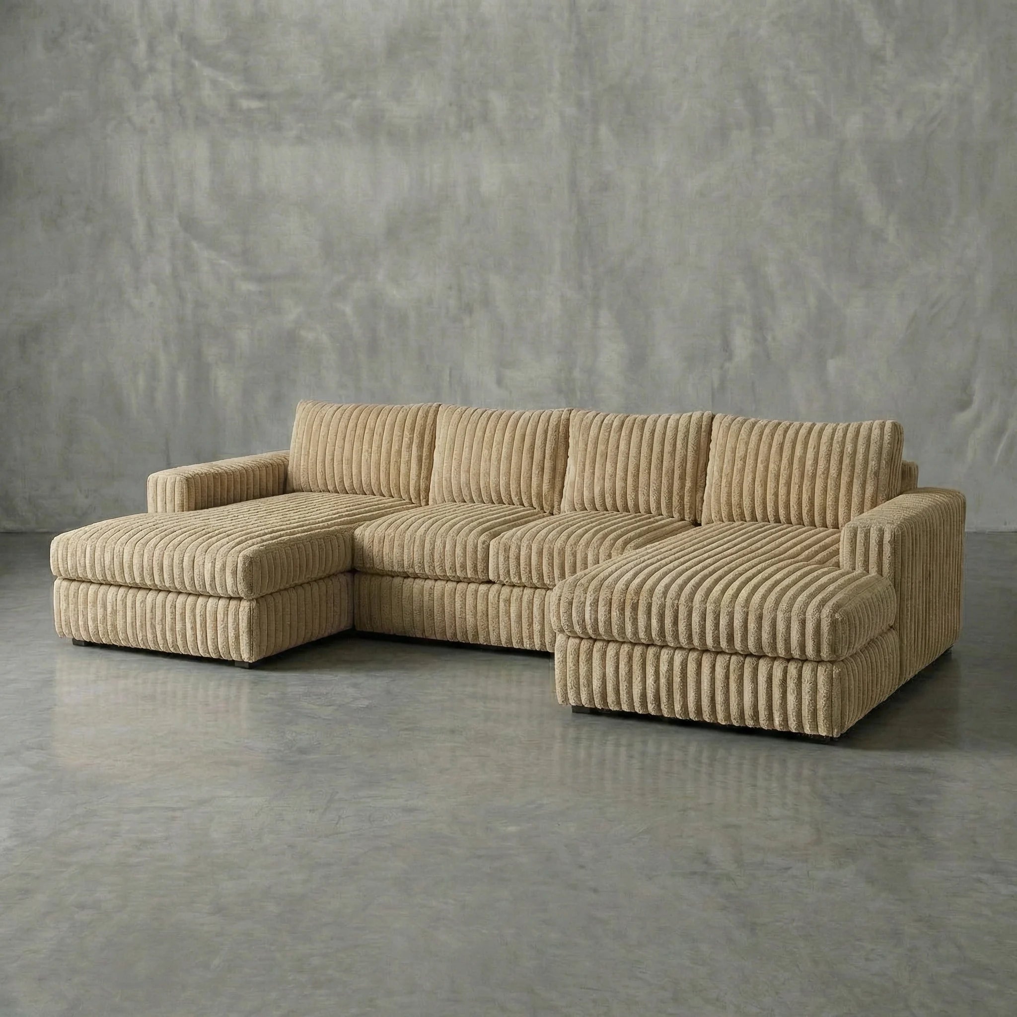 Minky Toast Three-Piece Double Chaise Sectional