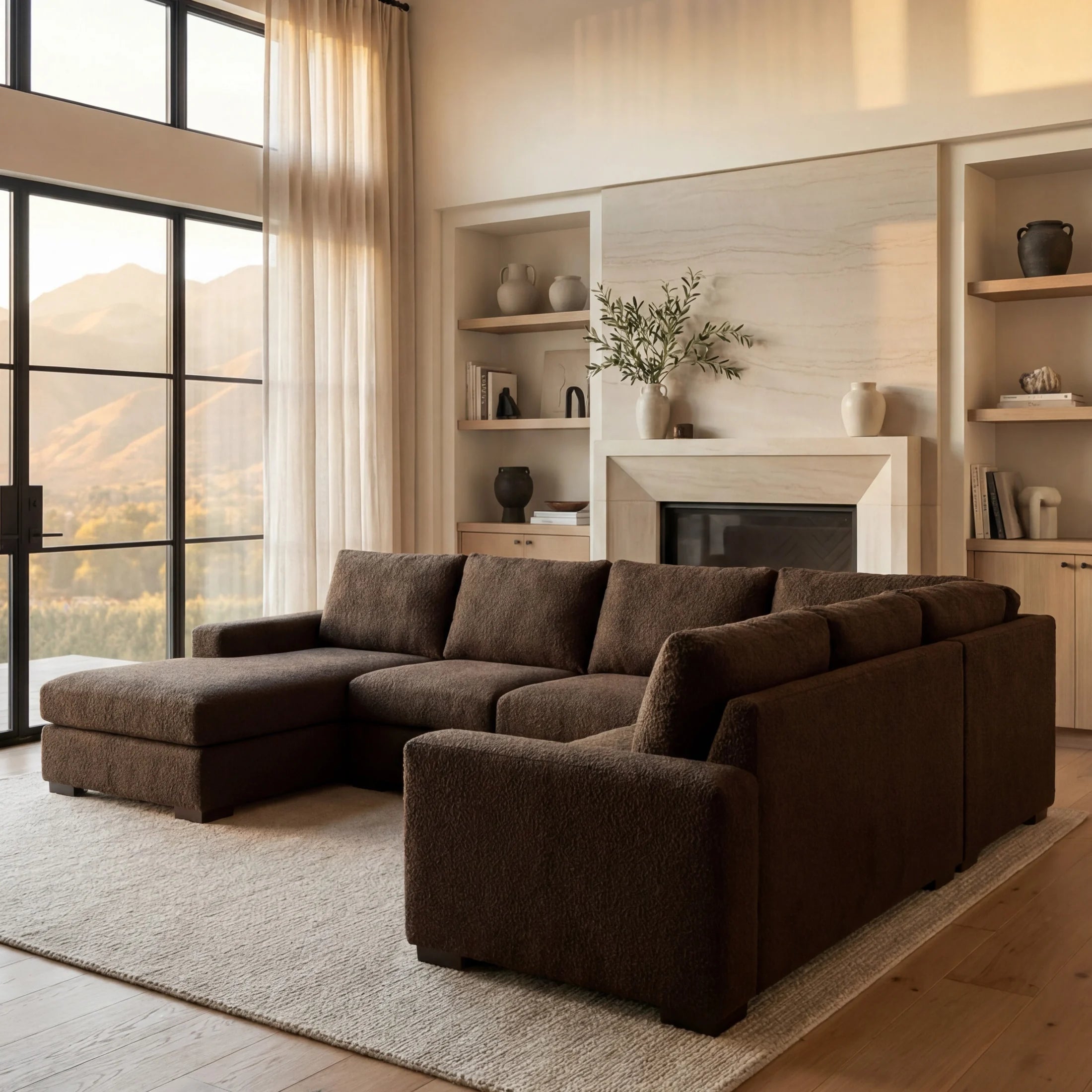 Cuddle Umber Three-Piece Chaise Sectional