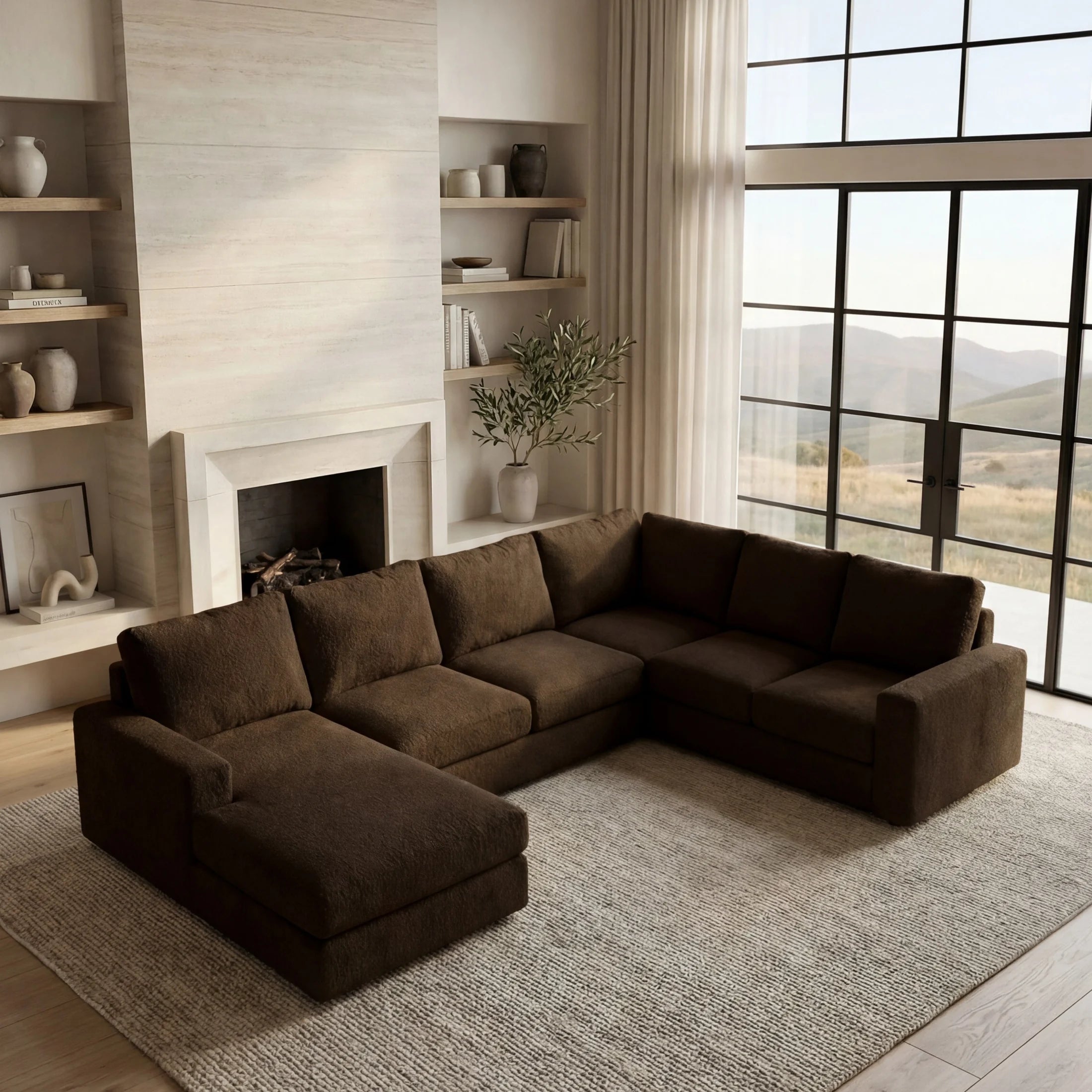 Cuddle Umber Three-Piece Chaise Sectional