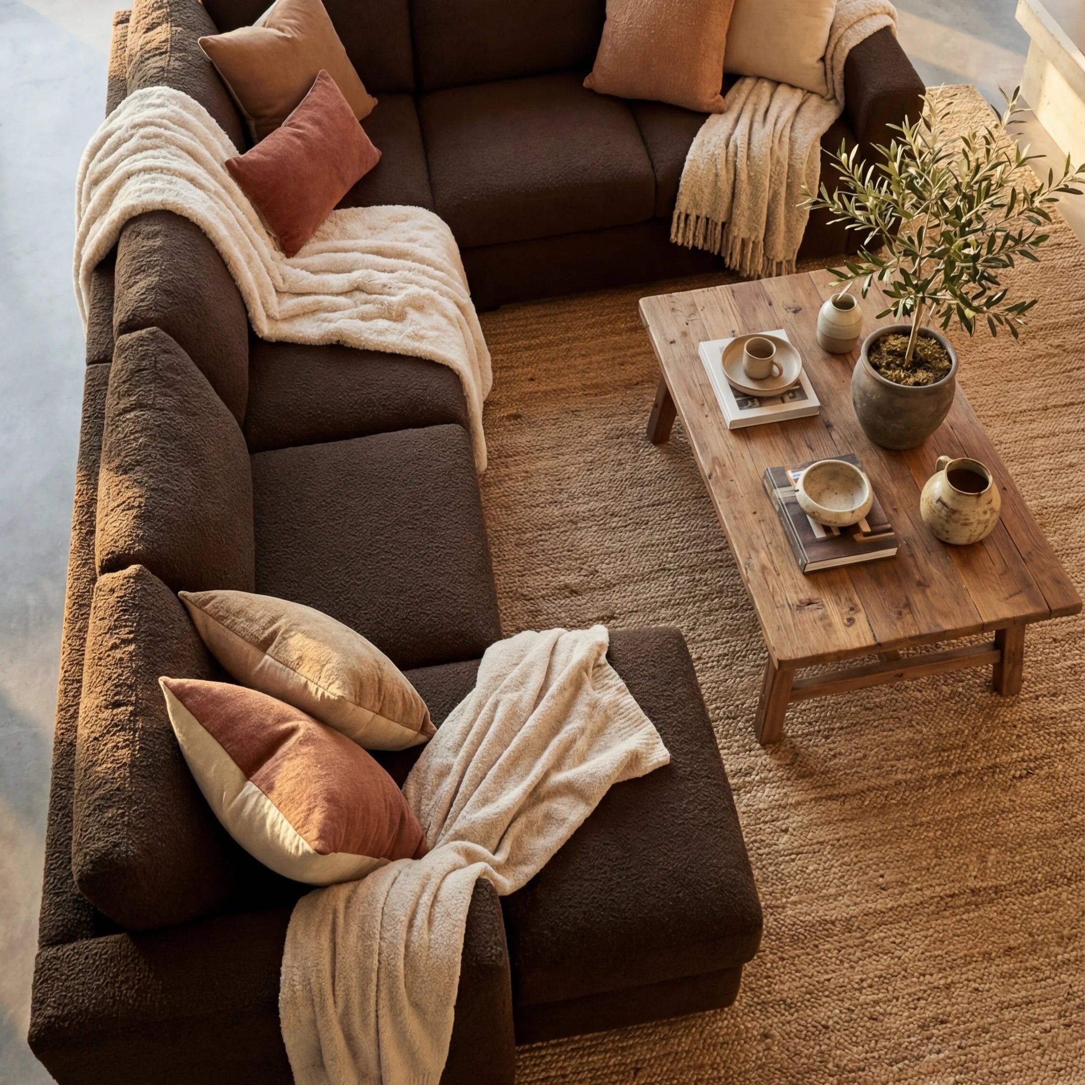 Cuddle Umber Three-Piece Chaise Sectional