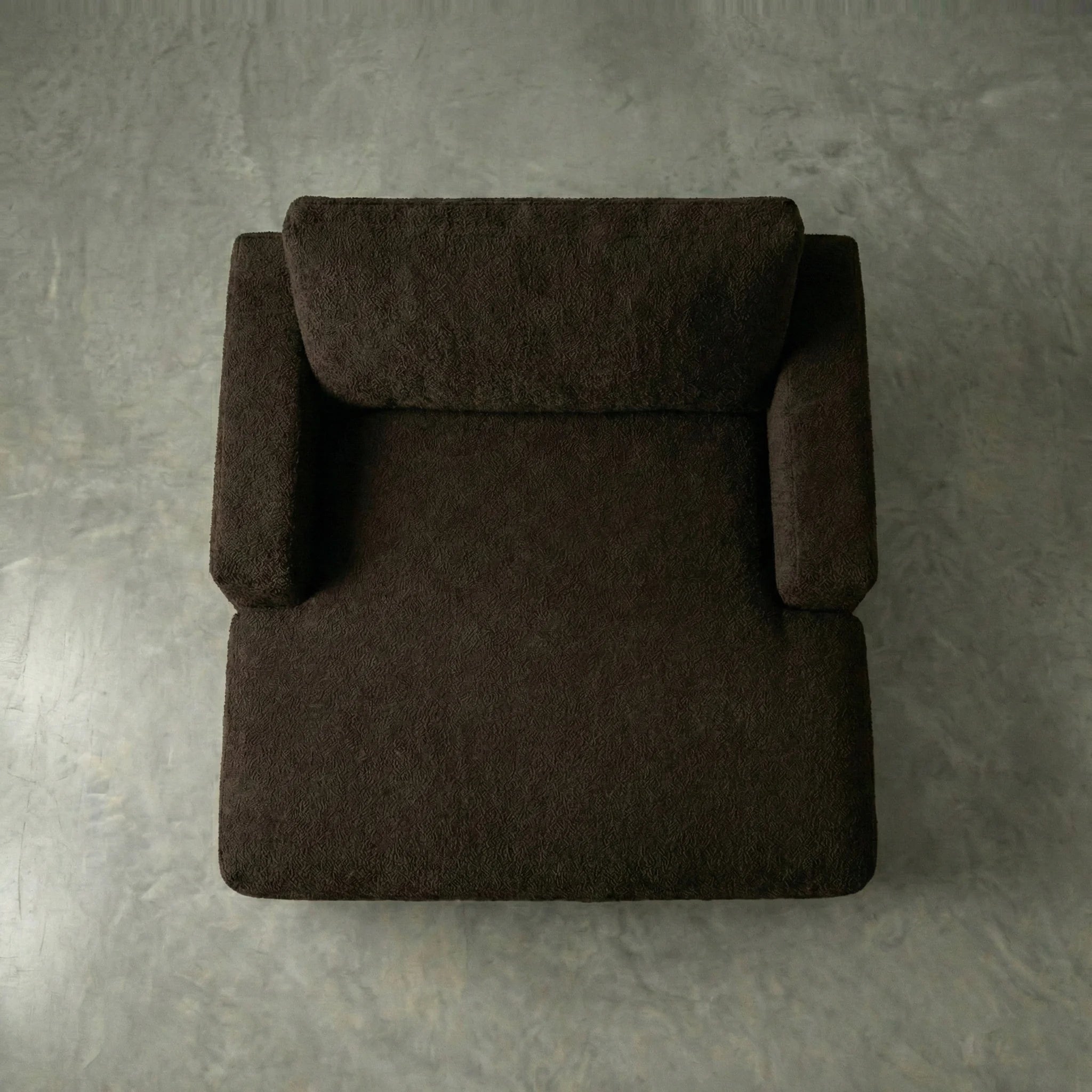 Aerial studio view of Cuddle Umber chaise lounger