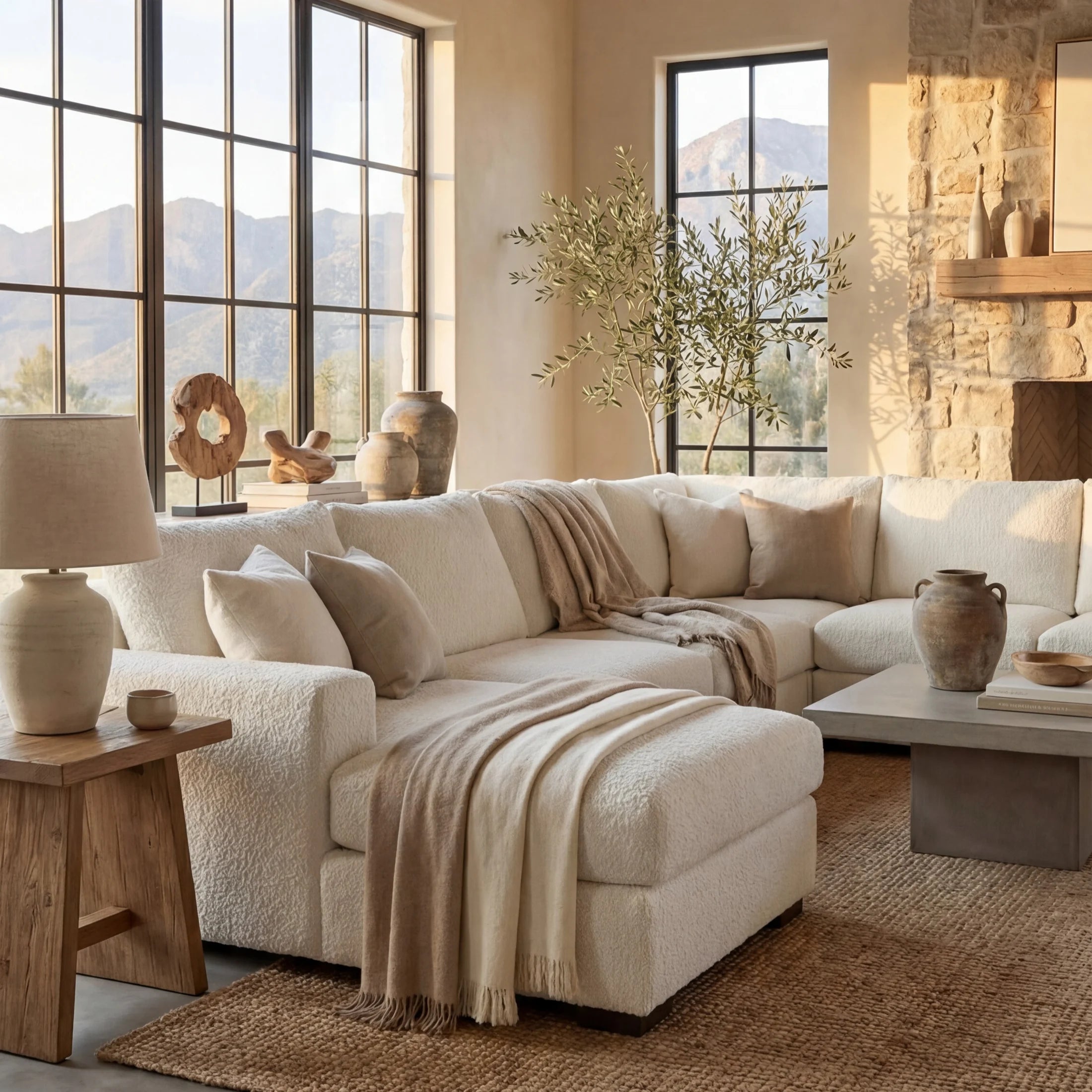 Cuddle Bone Three-Piece Double Chaise Sectional
