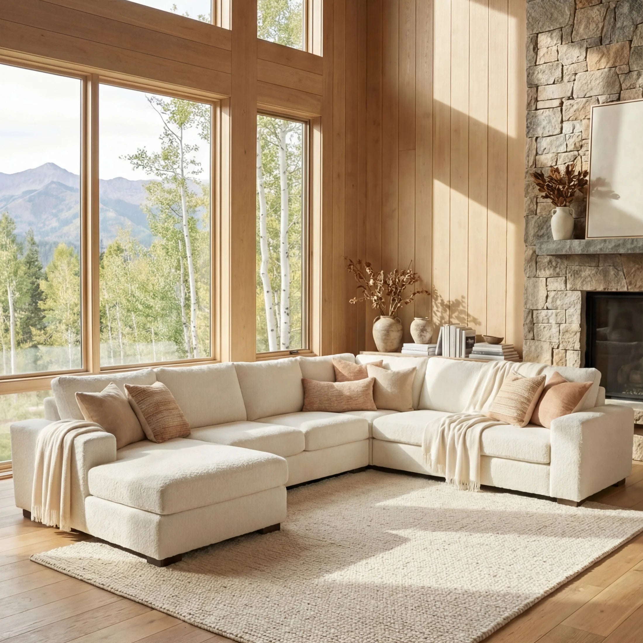 Cuddle Bone Three-Piece Double Chaise Sectional