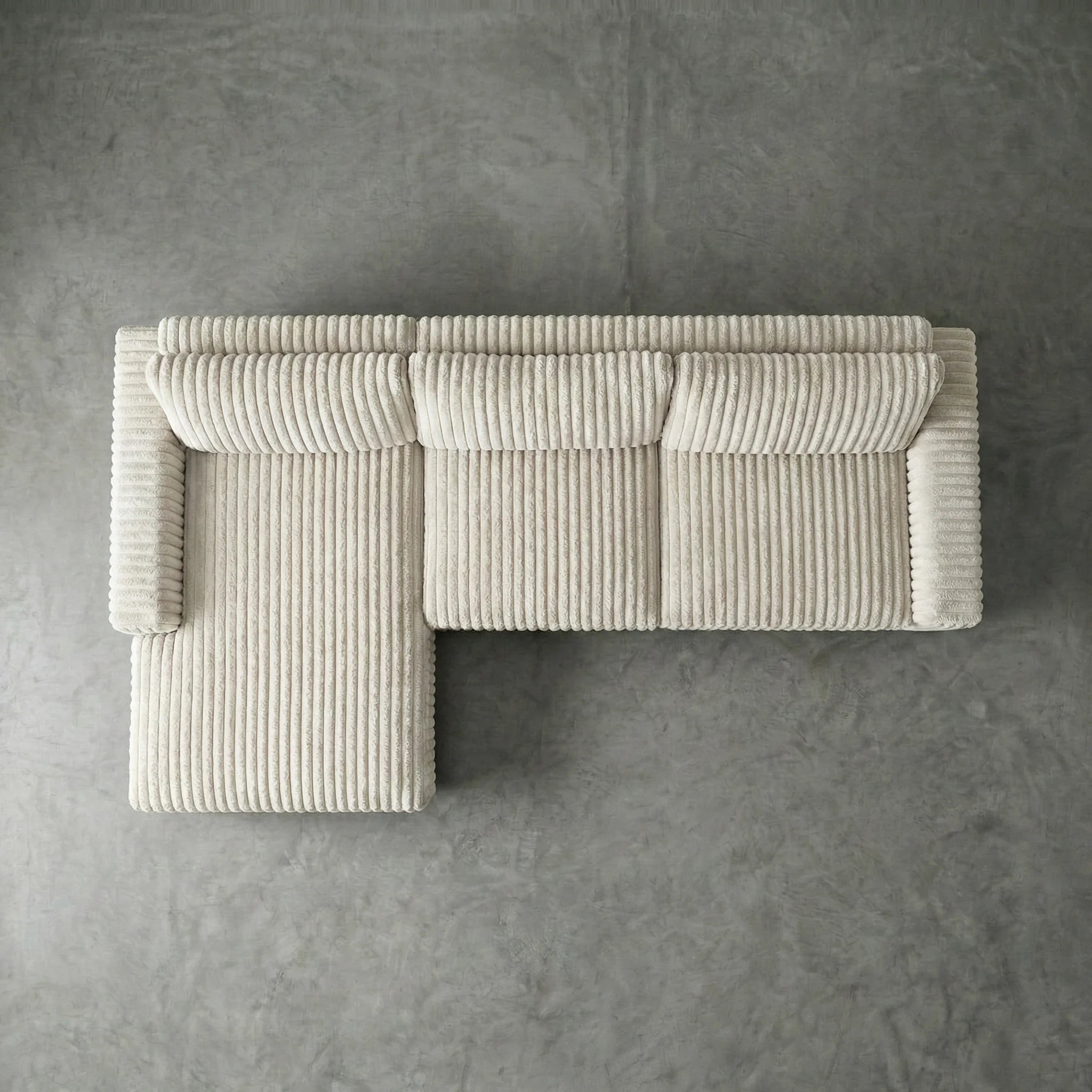 Minky White Two-Piece Chaise Sectional