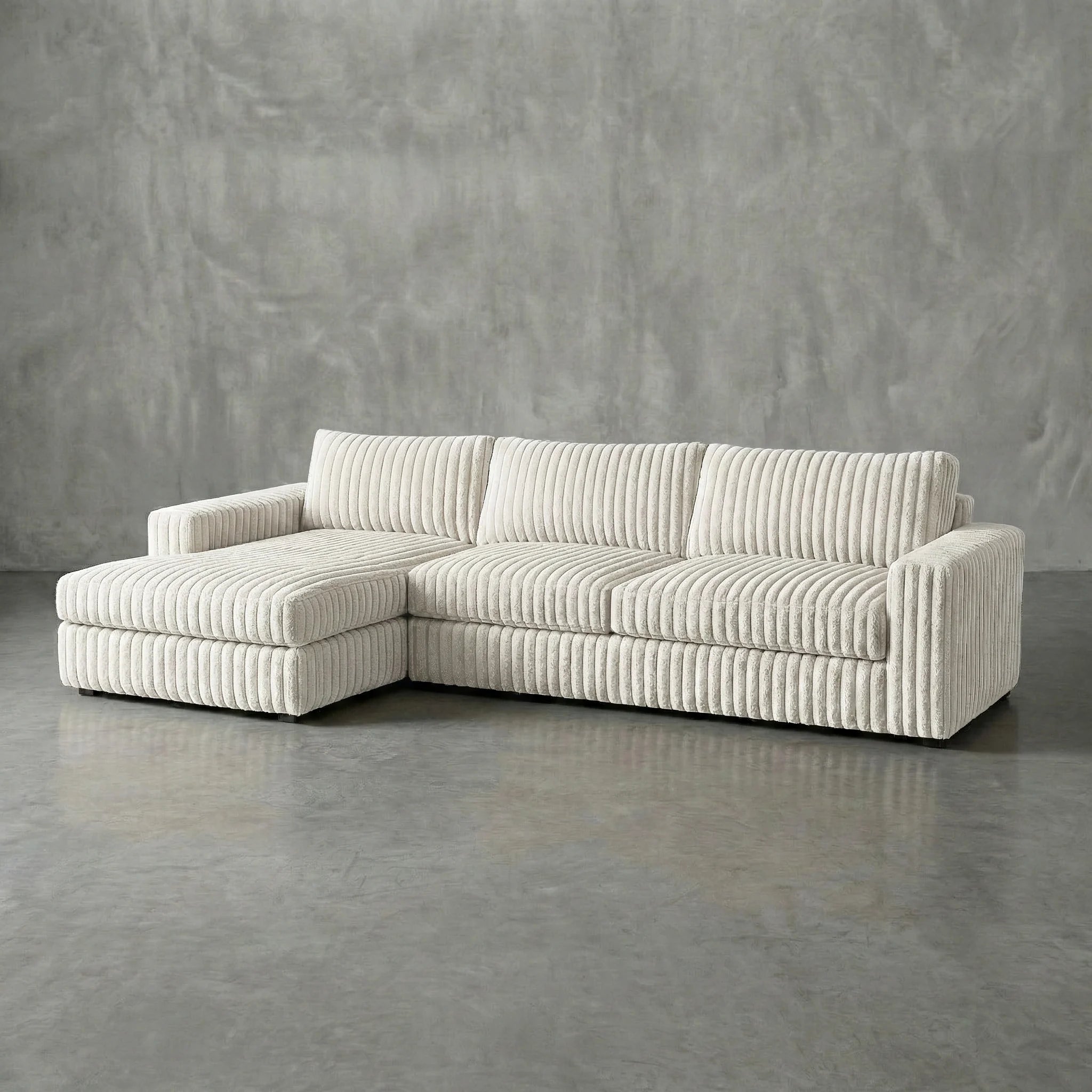 Minky White Two-Piece Chaise Sectional