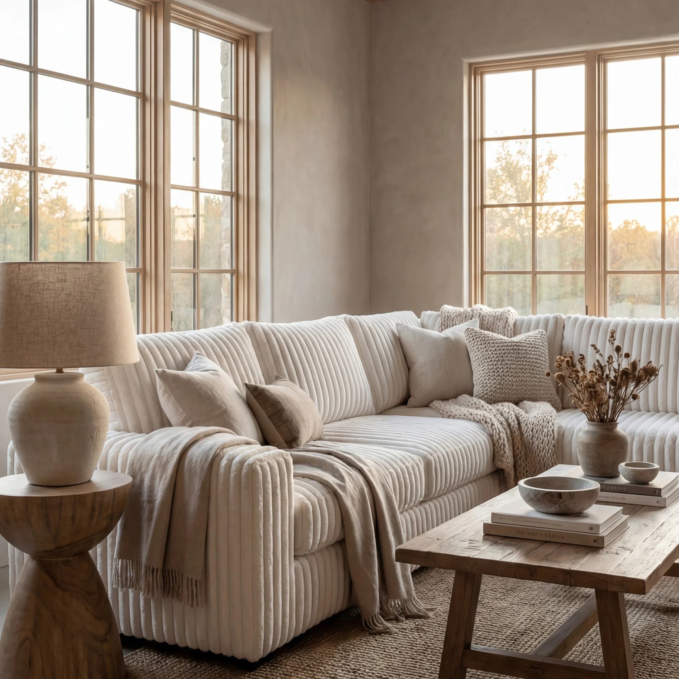 Minky White Two-Piece Sectional