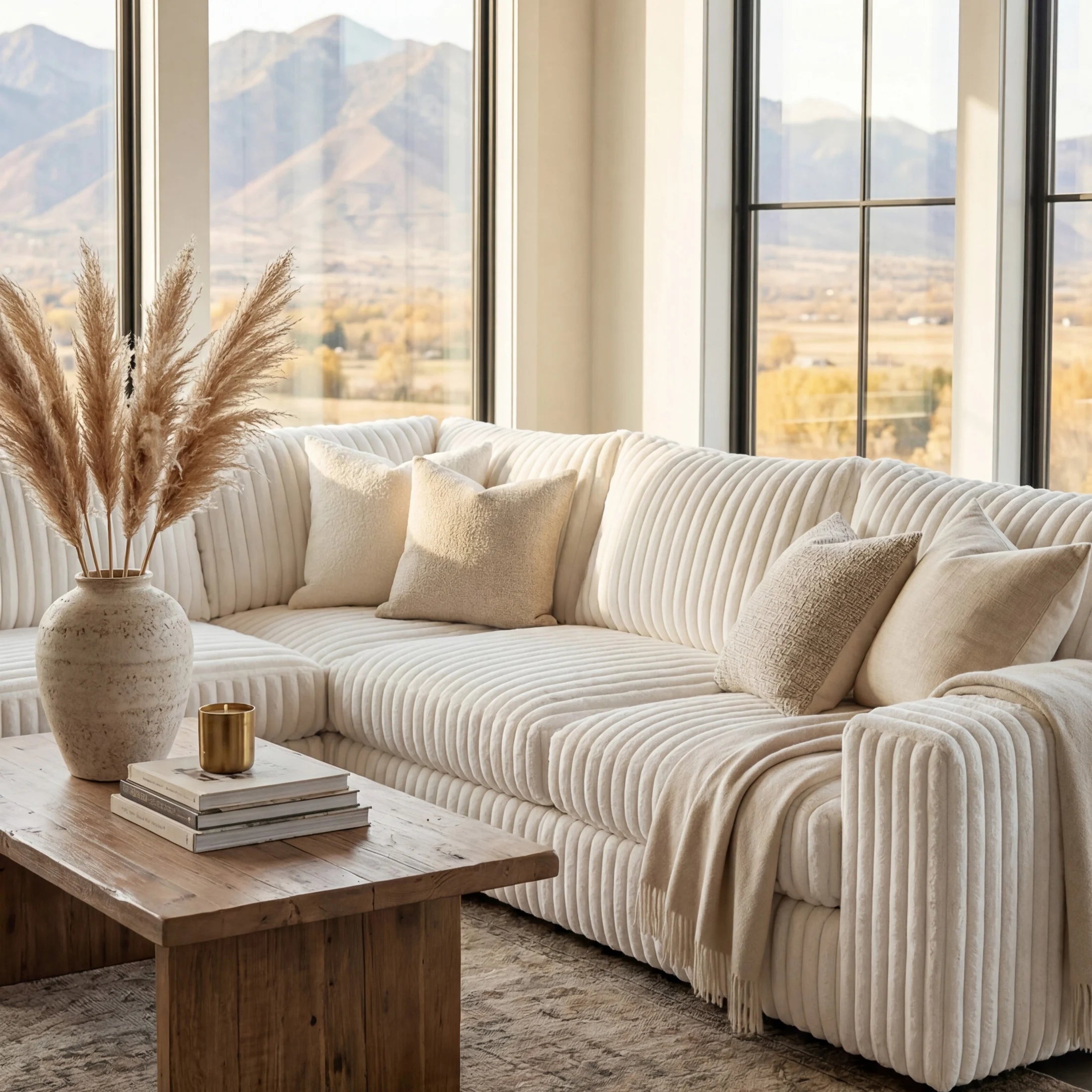Minky White Two-Piece Sectional