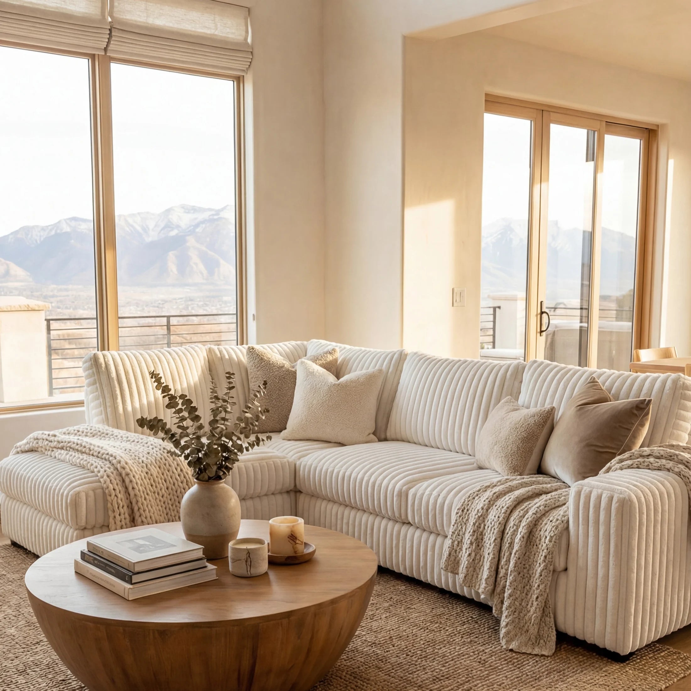 Minky White Two-Piece Sectional