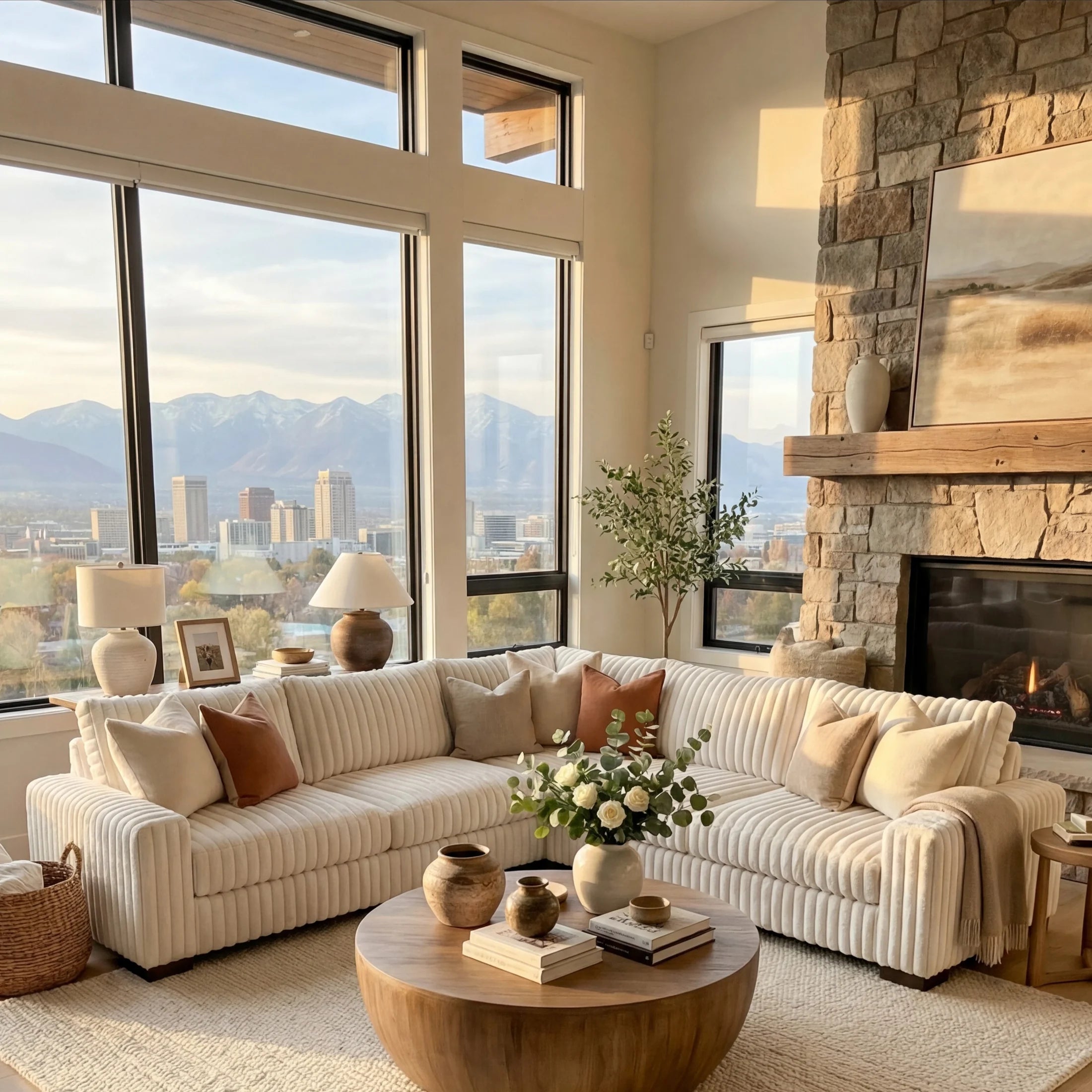 Minky White Three-Piece Sectional