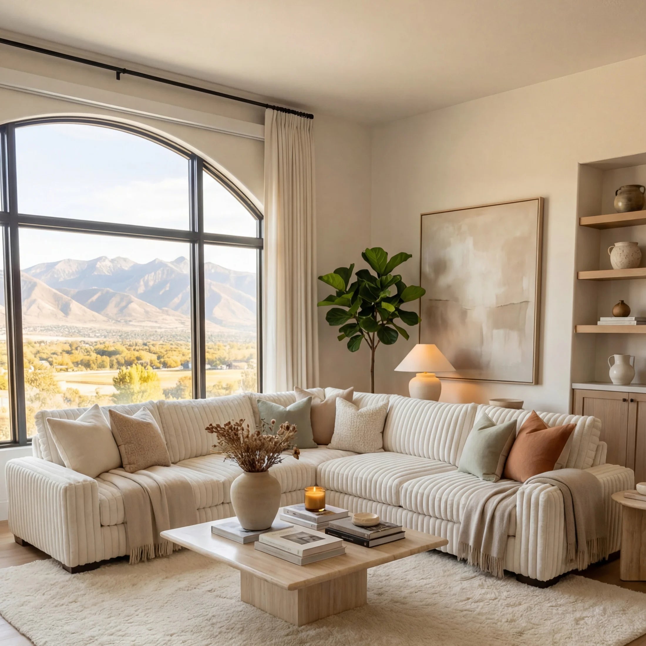 Minky White Three-Piece Sectional