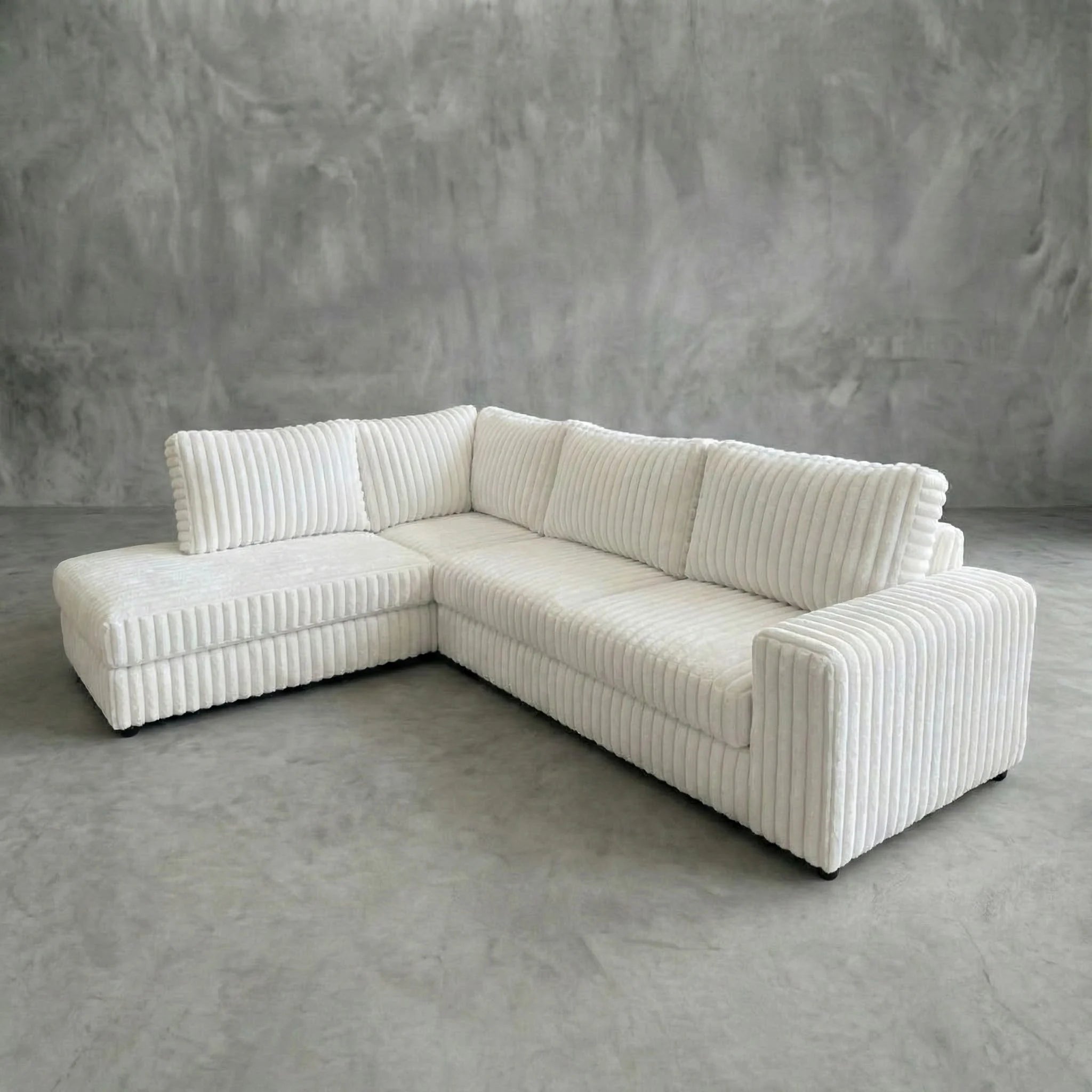 Minky White Two-Piece Sectional