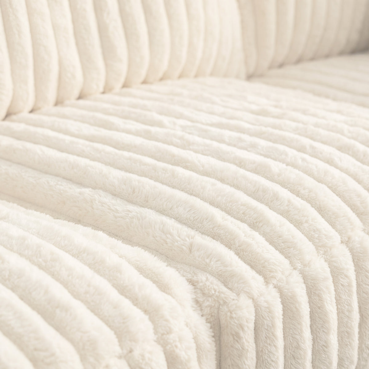 Close-up of minky white fabric texture, showing weave detail