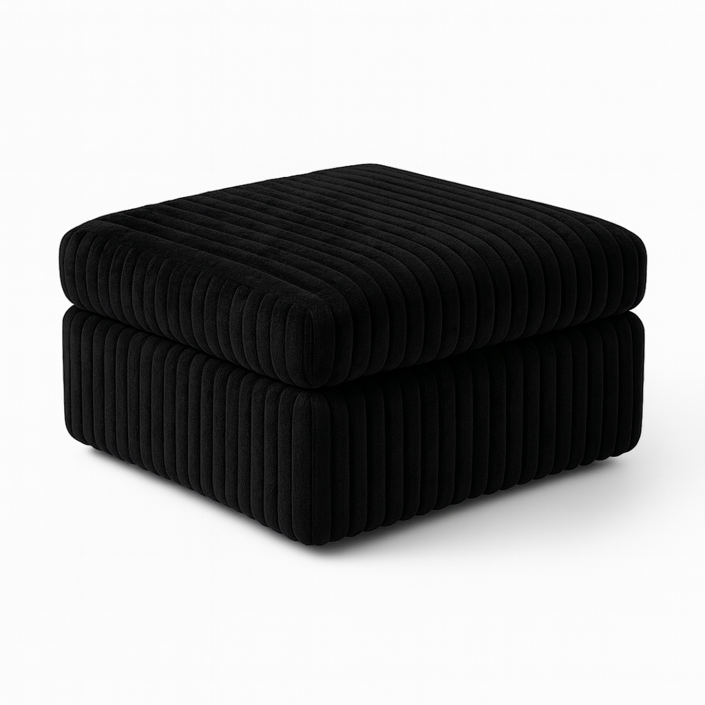 Minky Black Ottoman Square