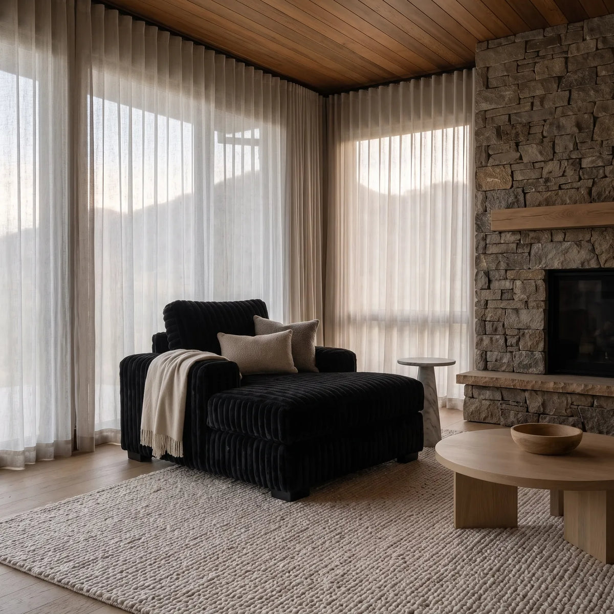 Chaise Lounger - Minky Black - hero