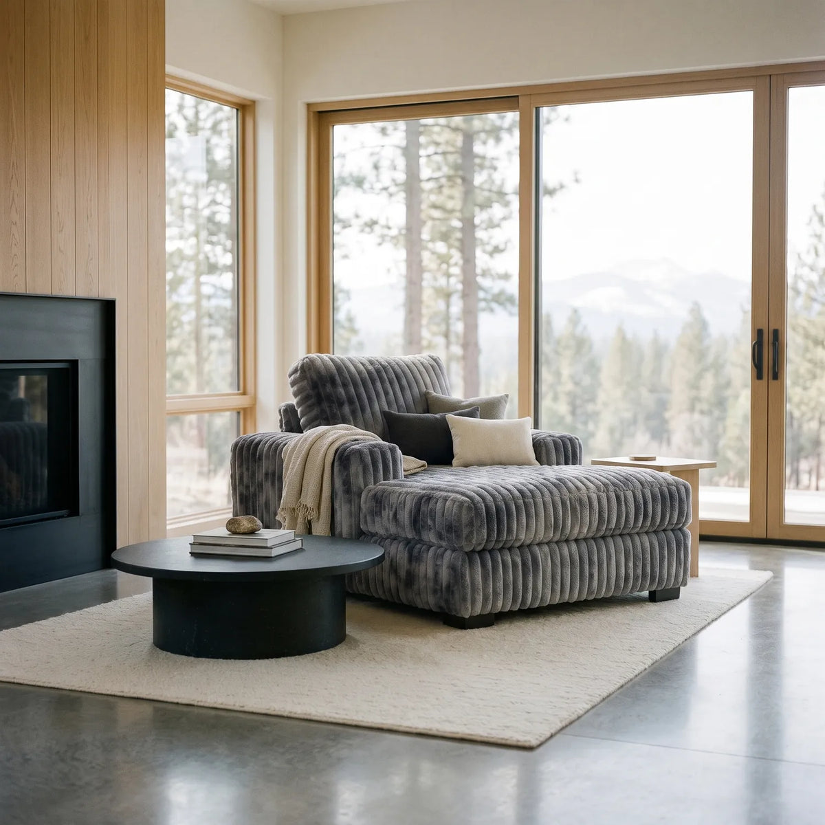 Chaise Lounger - Minky Charcoal - hero