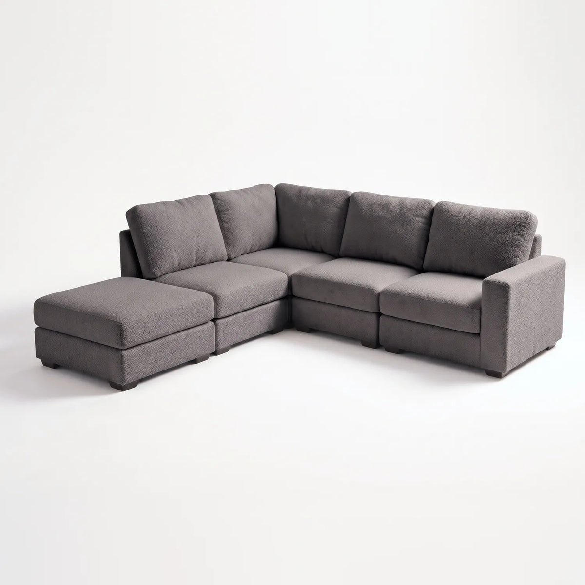 Five-Piece Infinity Sectional - Cuddle Charcoal Modular - studio photo on white #Orientation_Left-Hand Facing