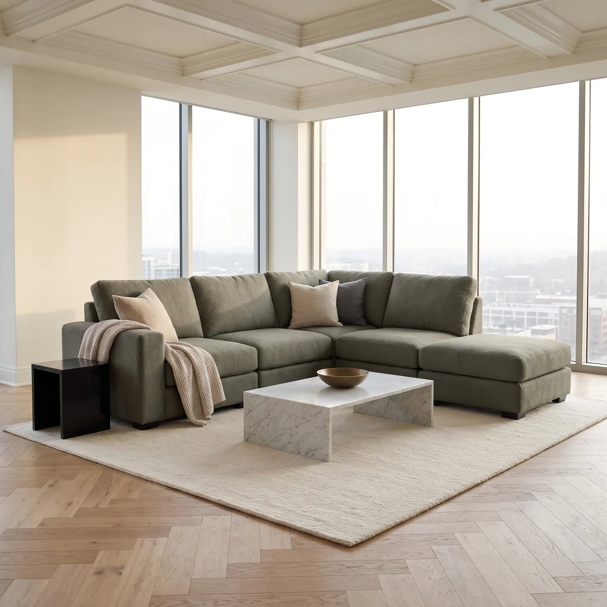 Five-Piece Infinity Sectional - Cuddle Moss Modular - hero #Orientation_Right-Hand Facing