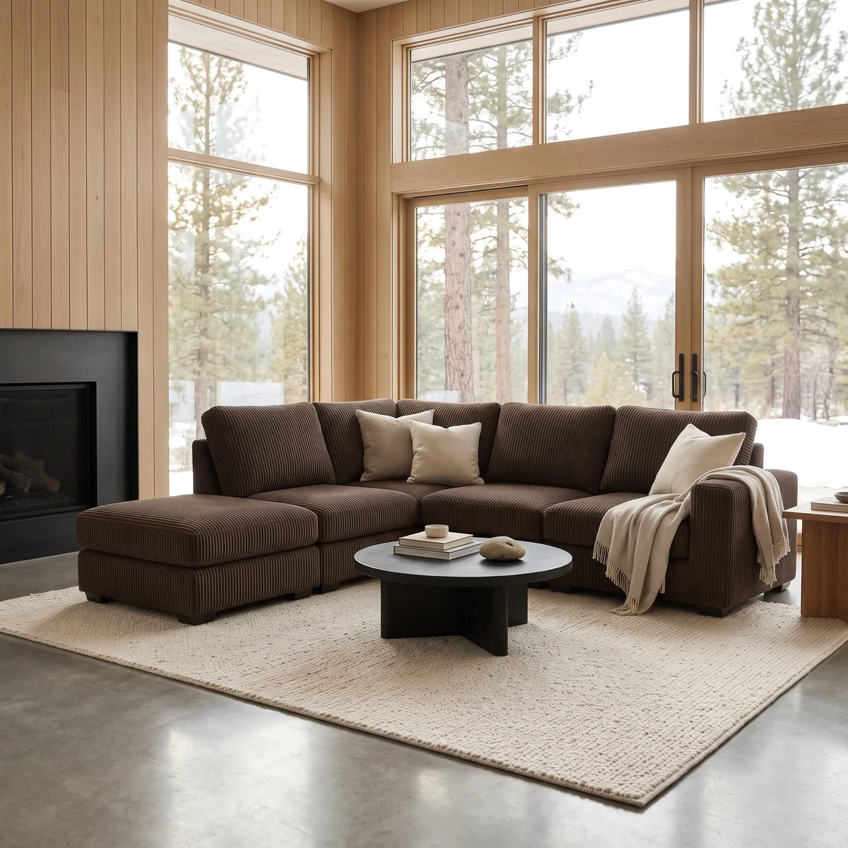 Five-Piece Infinity Sectional - Mini Minky Chocolate Modular - hero #Orientation_Left-Hand Facing