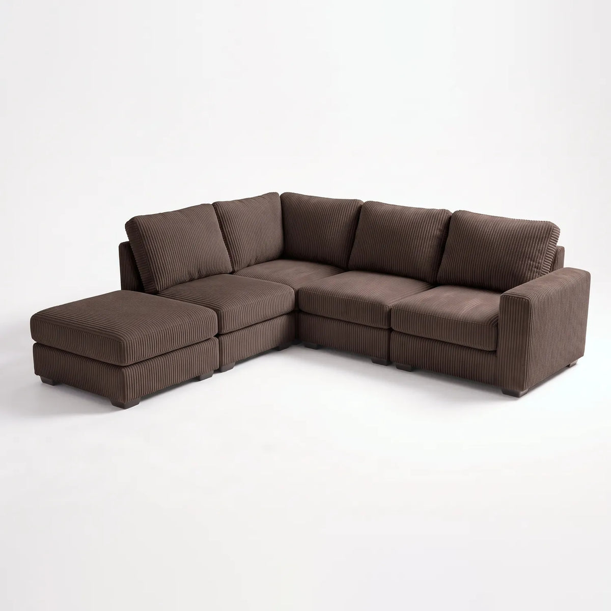 Five-Piece Infinity Sectional - Mini Minky Chocolate Modular - studio photo on white #Orientation_Left-Hand Facing