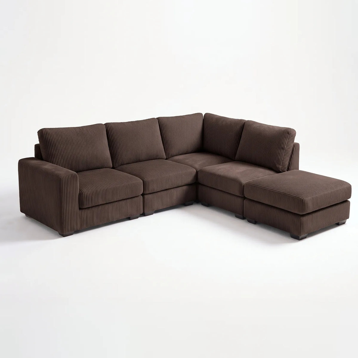 Five-Piece Infinity Sectional - Mini Minky Chocolate Modular - studio photo on white #Orientation_Right-Hand Facing #vera_main