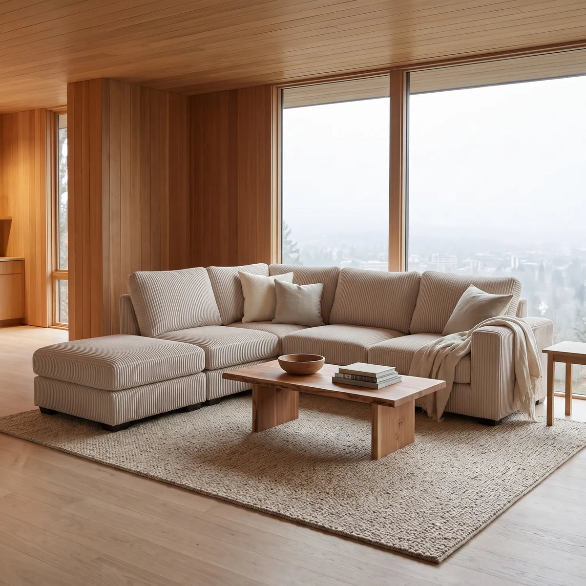 Five-Piece Infinity Sectional - Mini Minky Cream Modular