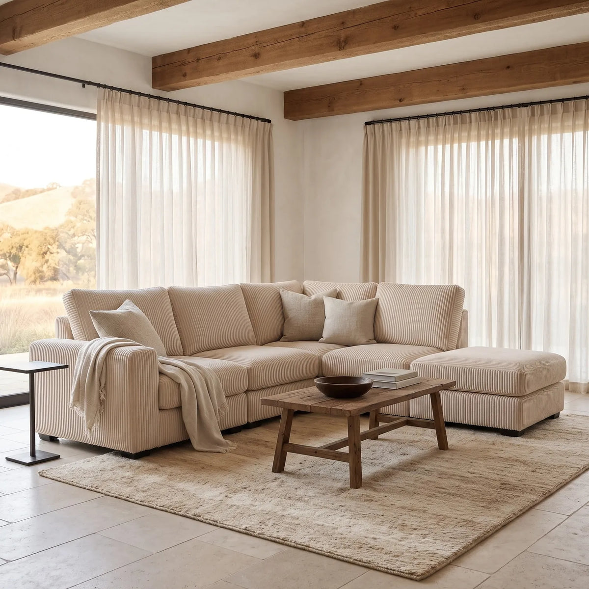 Five-Piece Infinity Sectional - Mini Minky Cream Modular - hero #Orientation_Right-Hand Facing