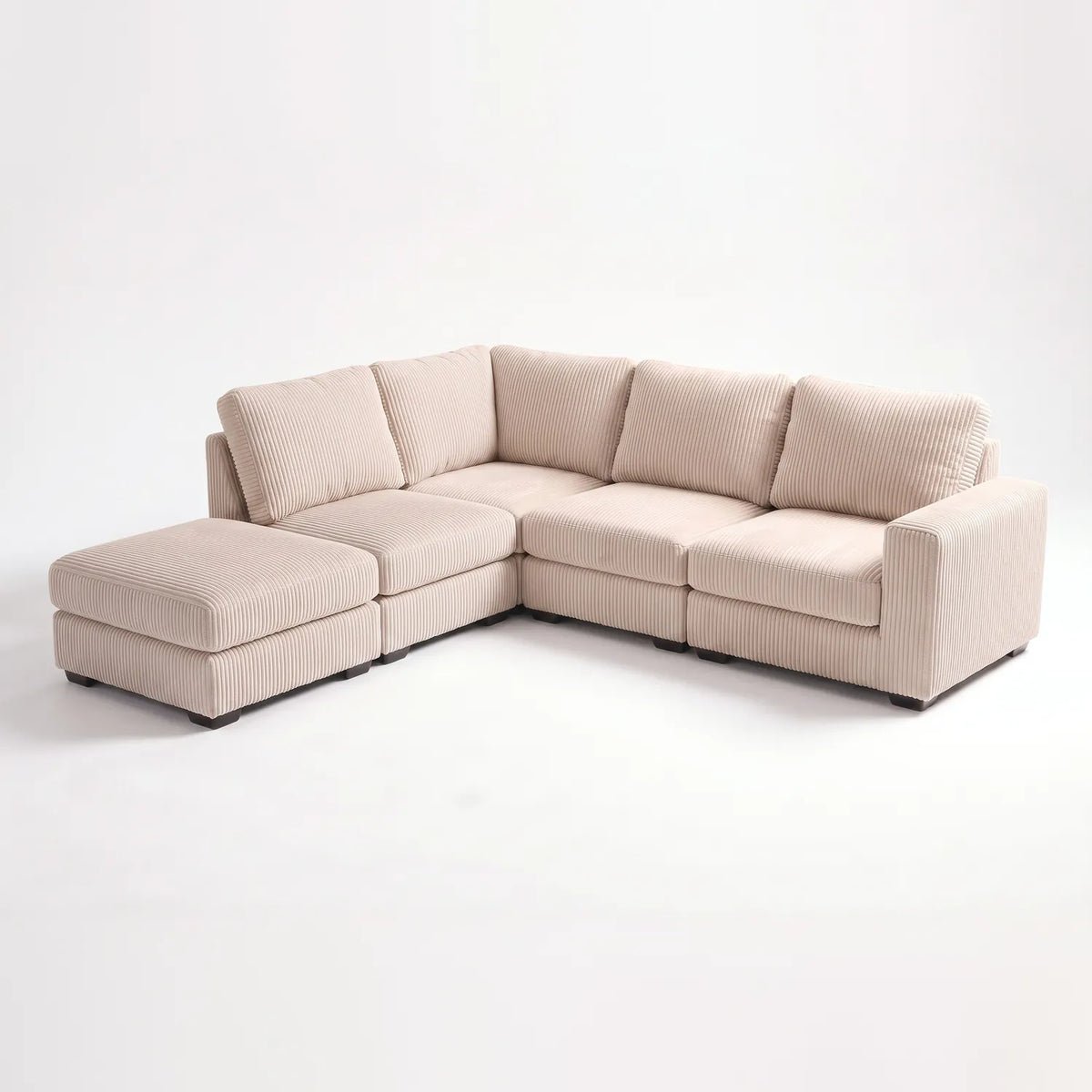 Five-Piece Infinity Sectional - Mini Minky Cream Modular - studio photo on white #Orientation_Left-Hand Facing